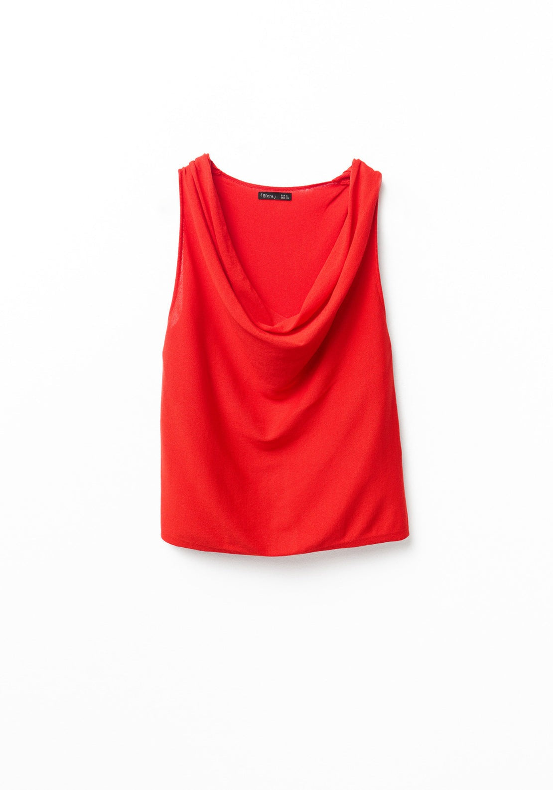 Draped Cowl-Neck Top - Red