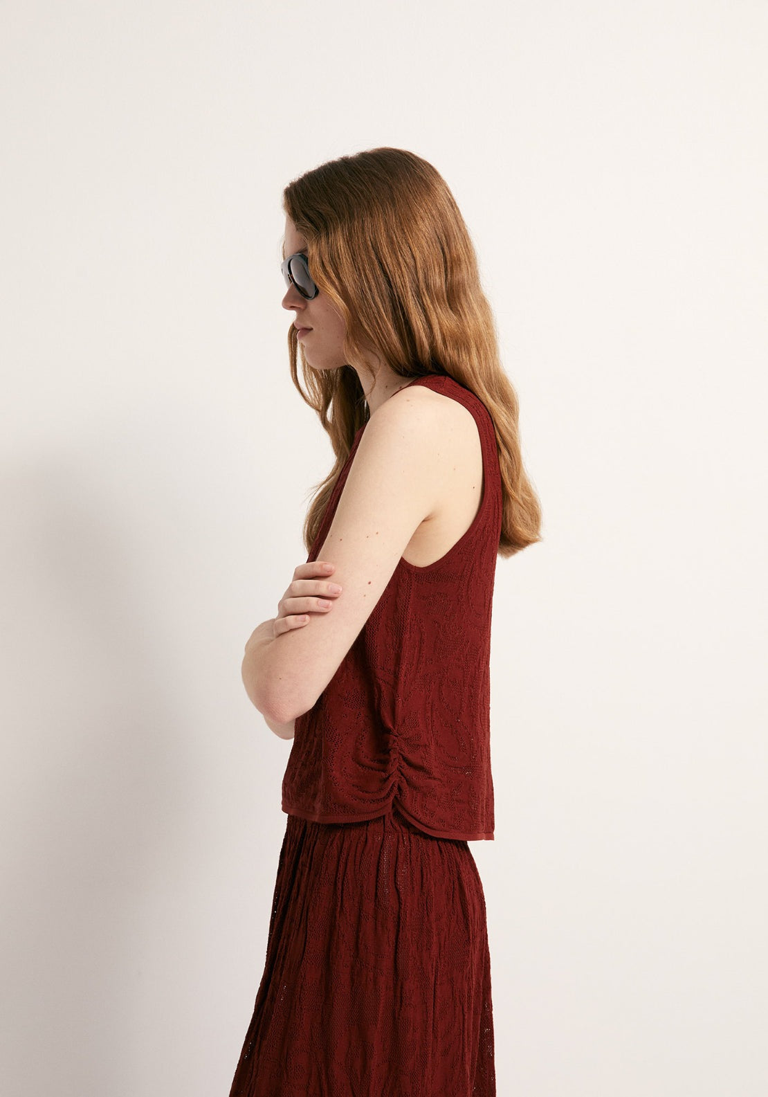 Openwork Halterneck Top - Red