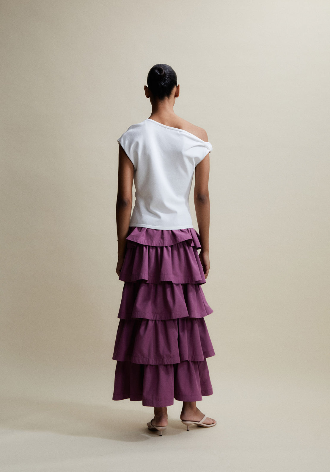 Asymetric Sleeve Top - White