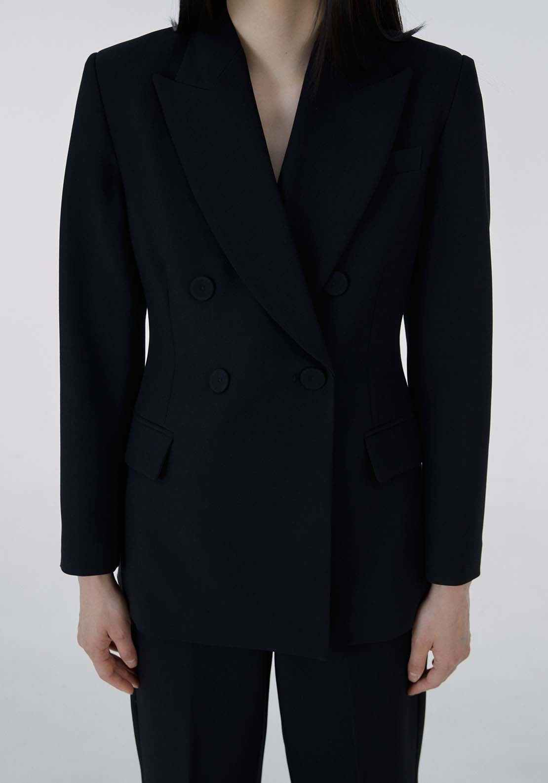 Sfera Button double-breasted blazer - Black 2 Shaws Department Stores