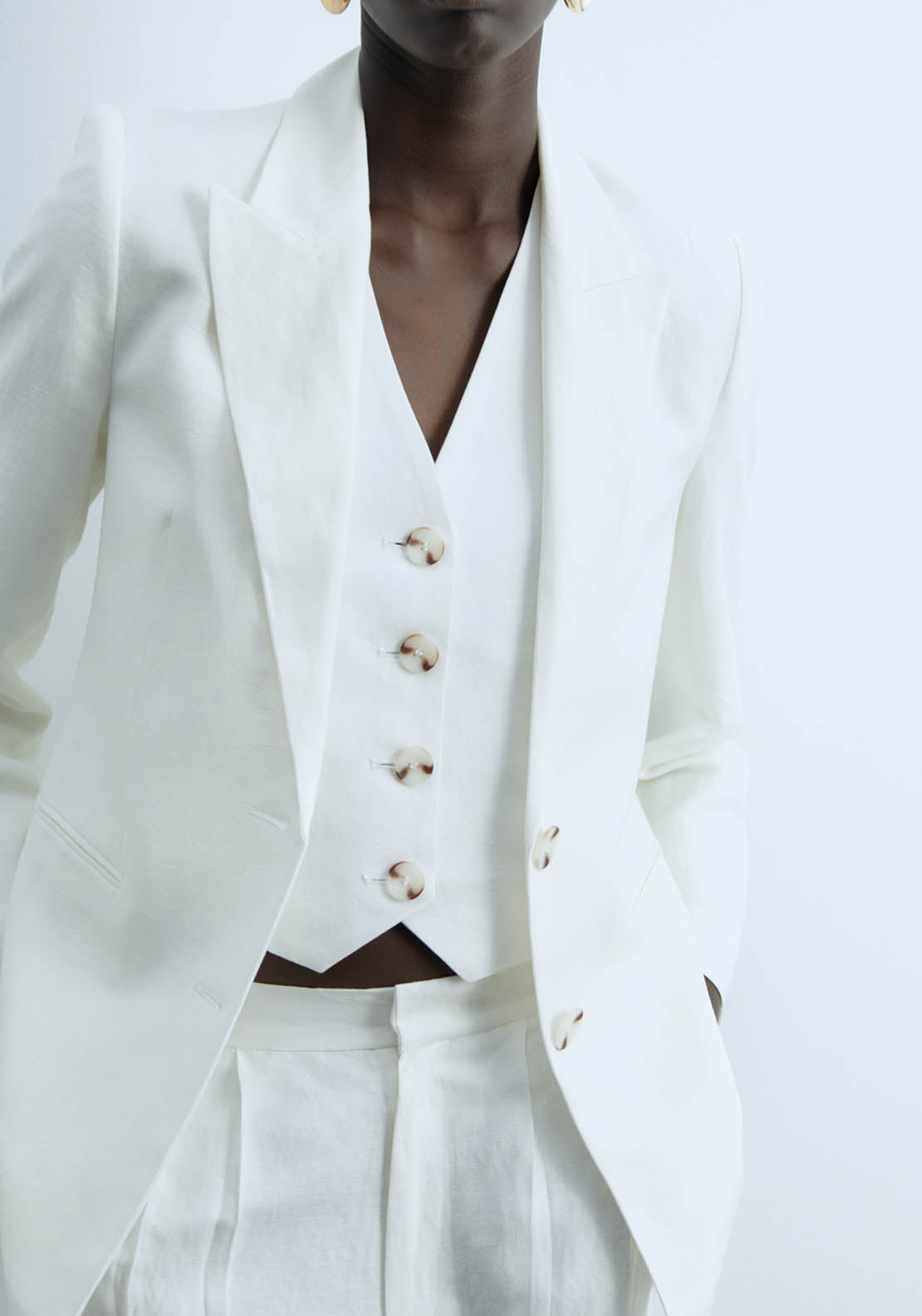 Sfera Linen Jacket - White 1 Shaws Department Stores