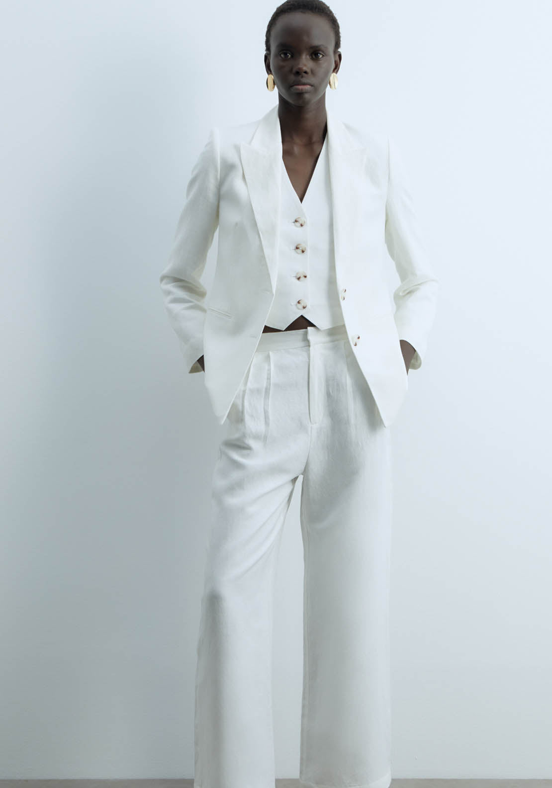Sfera Linen Jacket - White 2 Shaws Department Stores