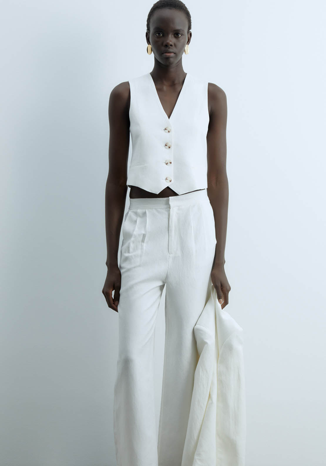 Sfera Plain Knit Top - White 1 Shaws Department Stores