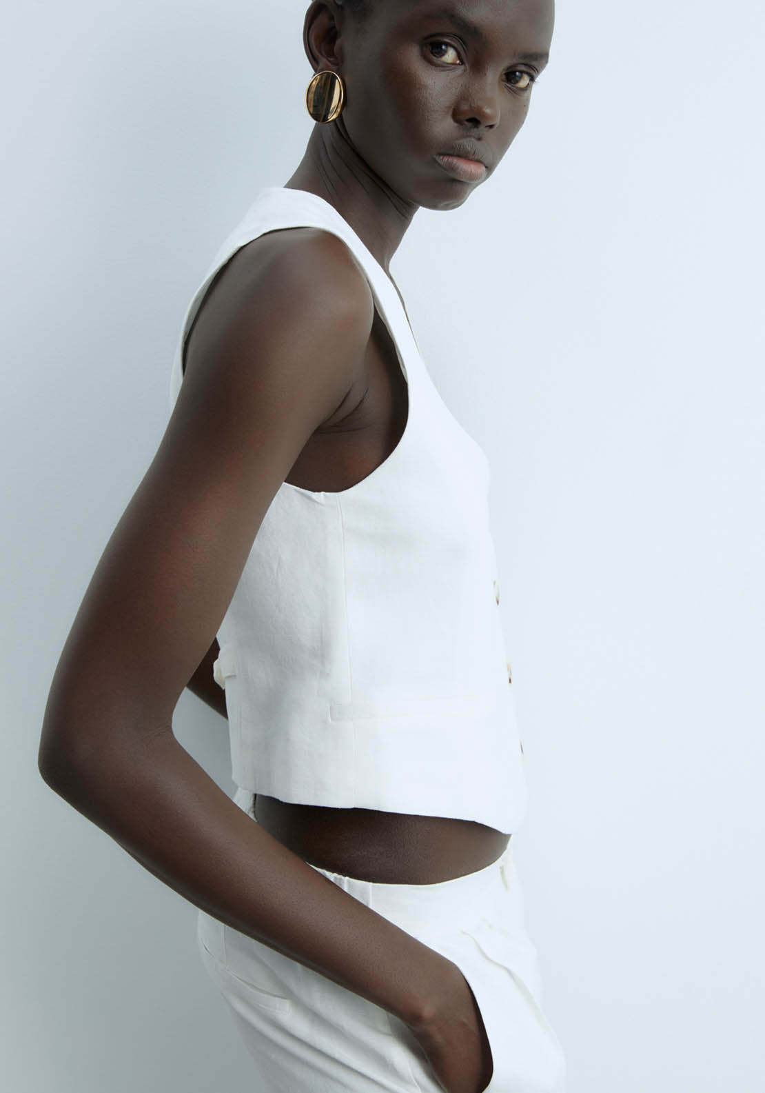 Sfera Plain Knit Top - White 4 Shaws Department Stores
