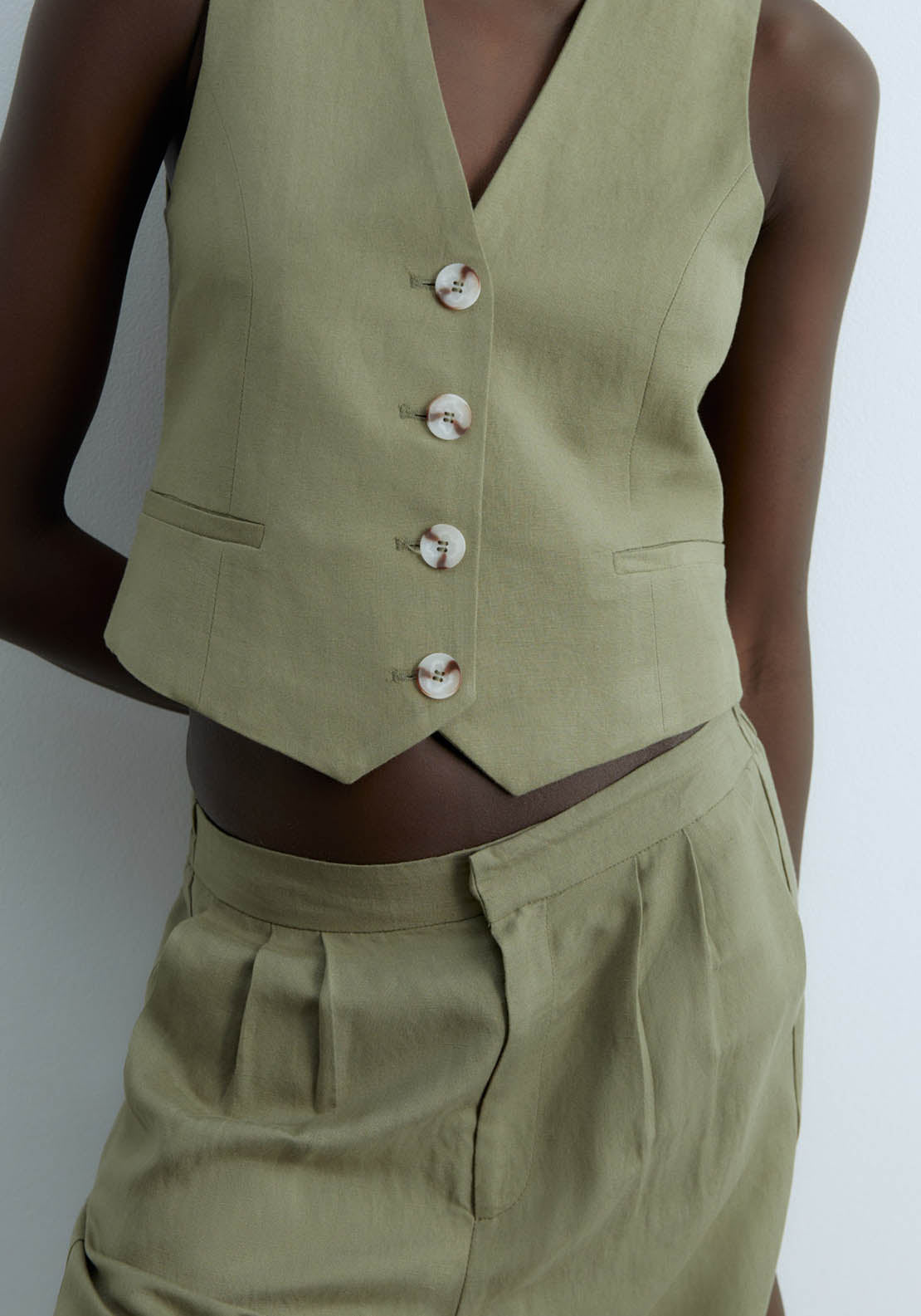 Sfera Plain Knit Top - Khaki 2 Shaws Department Stores