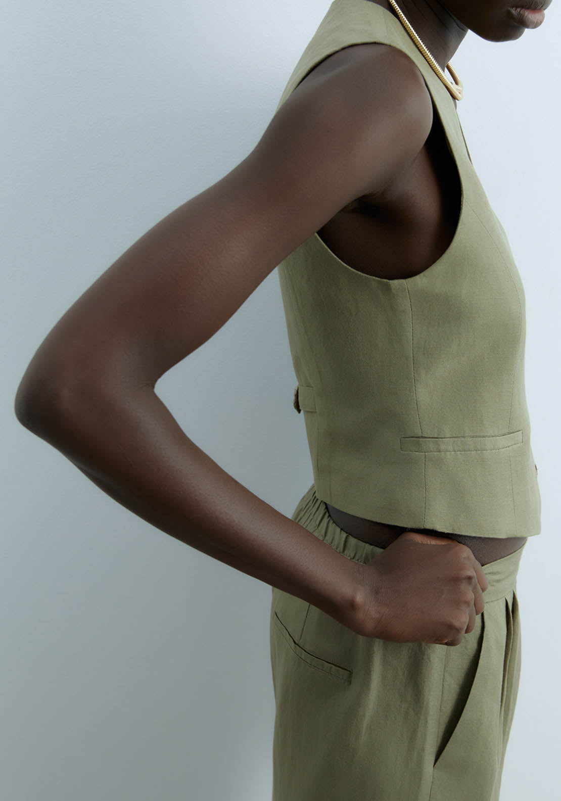 Sfera Plain Knit Top - Khaki 4 Shaws Department Stores