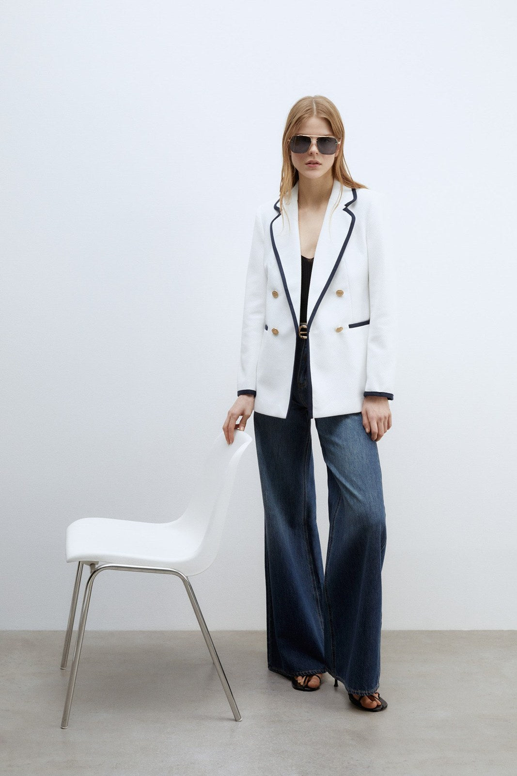 Sfera Seams piqué blazer - White 2 Shaws Department Stores