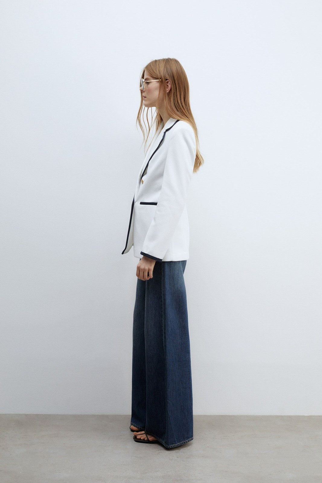 Sfera Seams piqué blazer - White 3 Shaws Department Stores