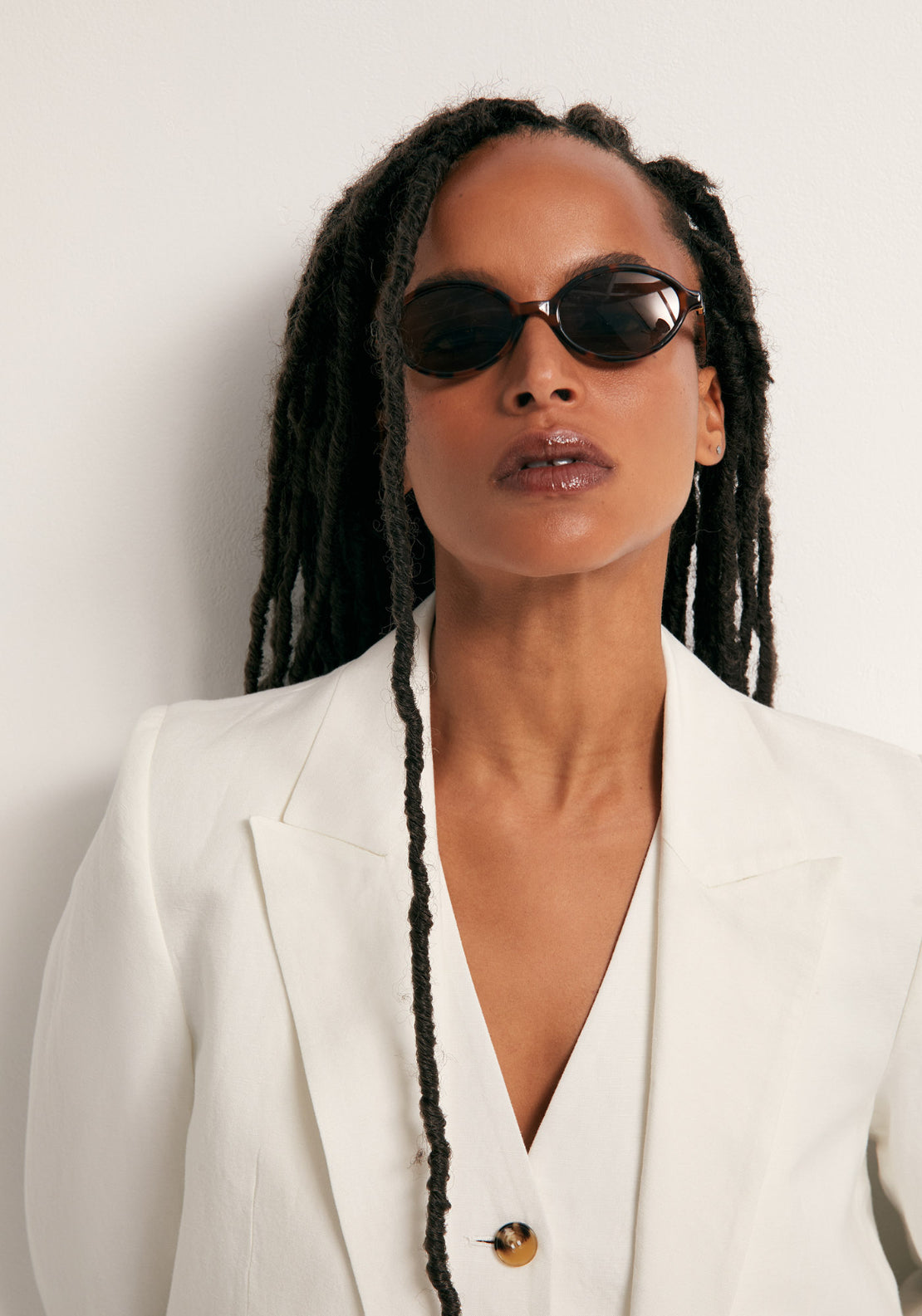 Double Breasted Linen Jacket - White
