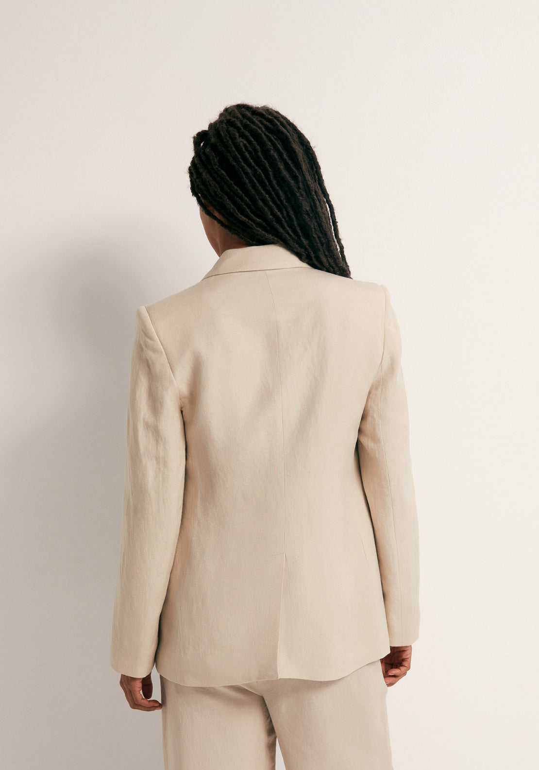 Double Breasted Linen Jacket - Beige