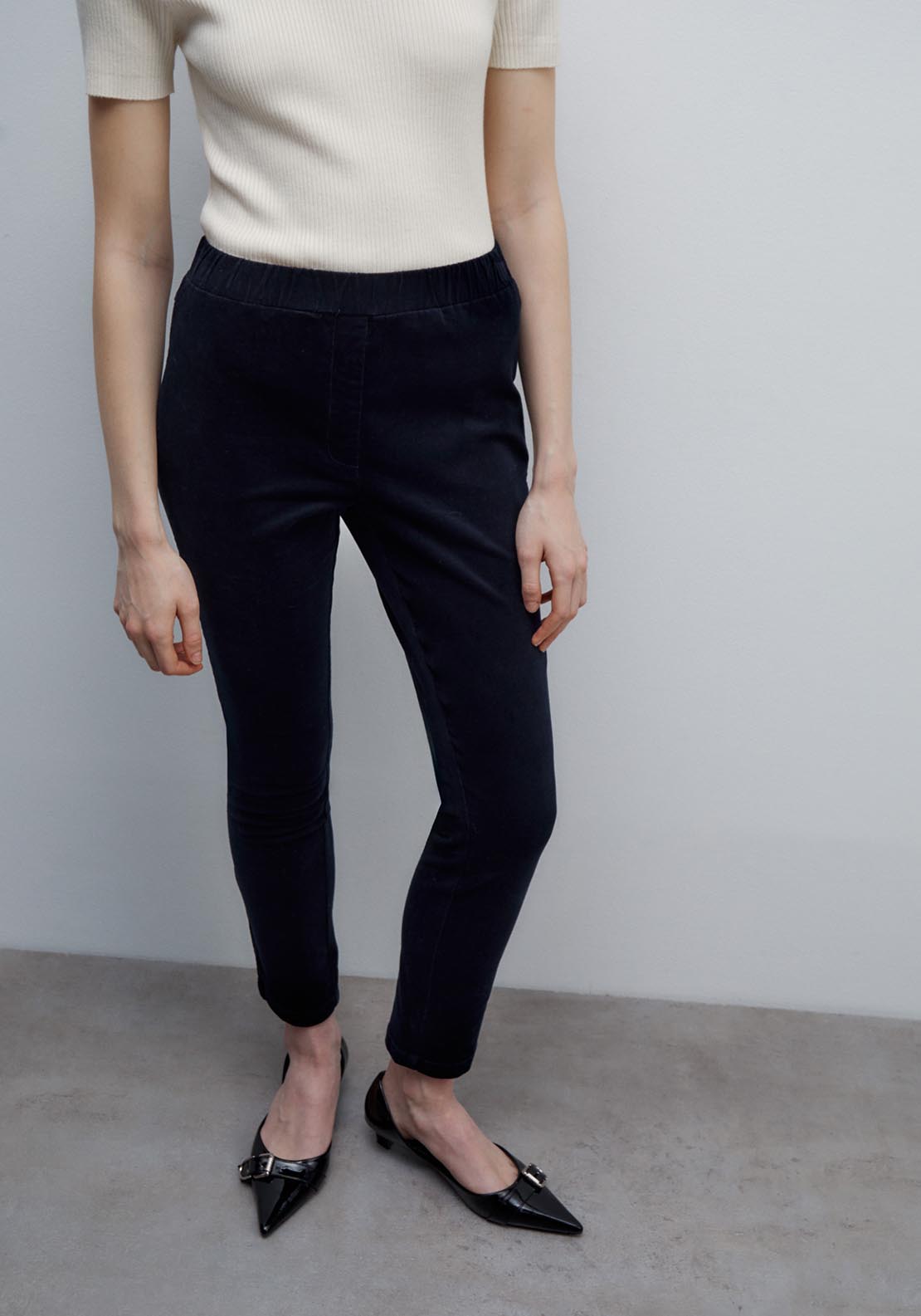 Sfera Micro-corduroy leggings - Navy 1 Shaws Department Stores