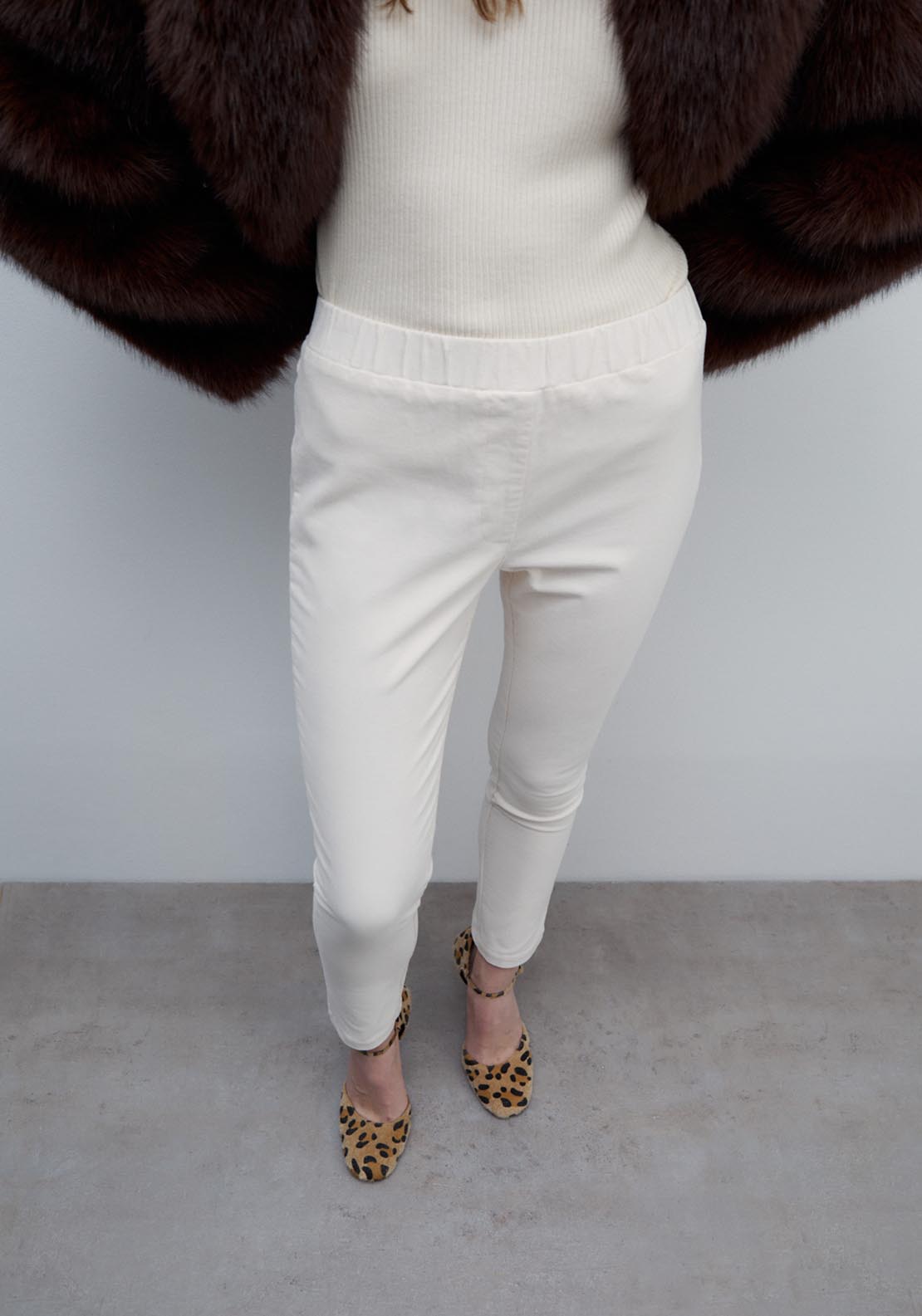 Sfera Micro-corduroy leggings - Off White 1 Shaws Department Stores