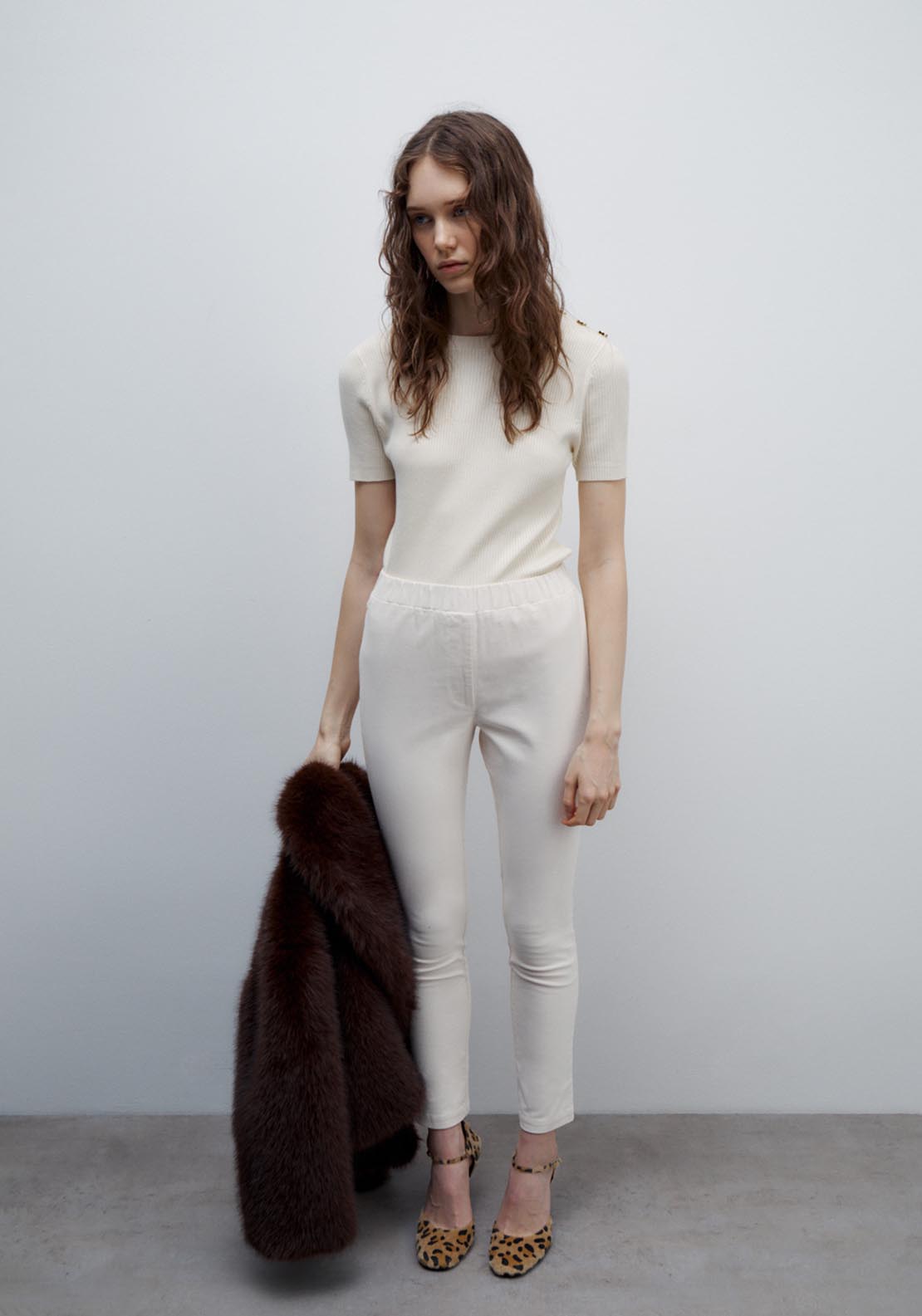 Sfera Micro-corduroy leggings - Off White 4 Shaws Department Stores