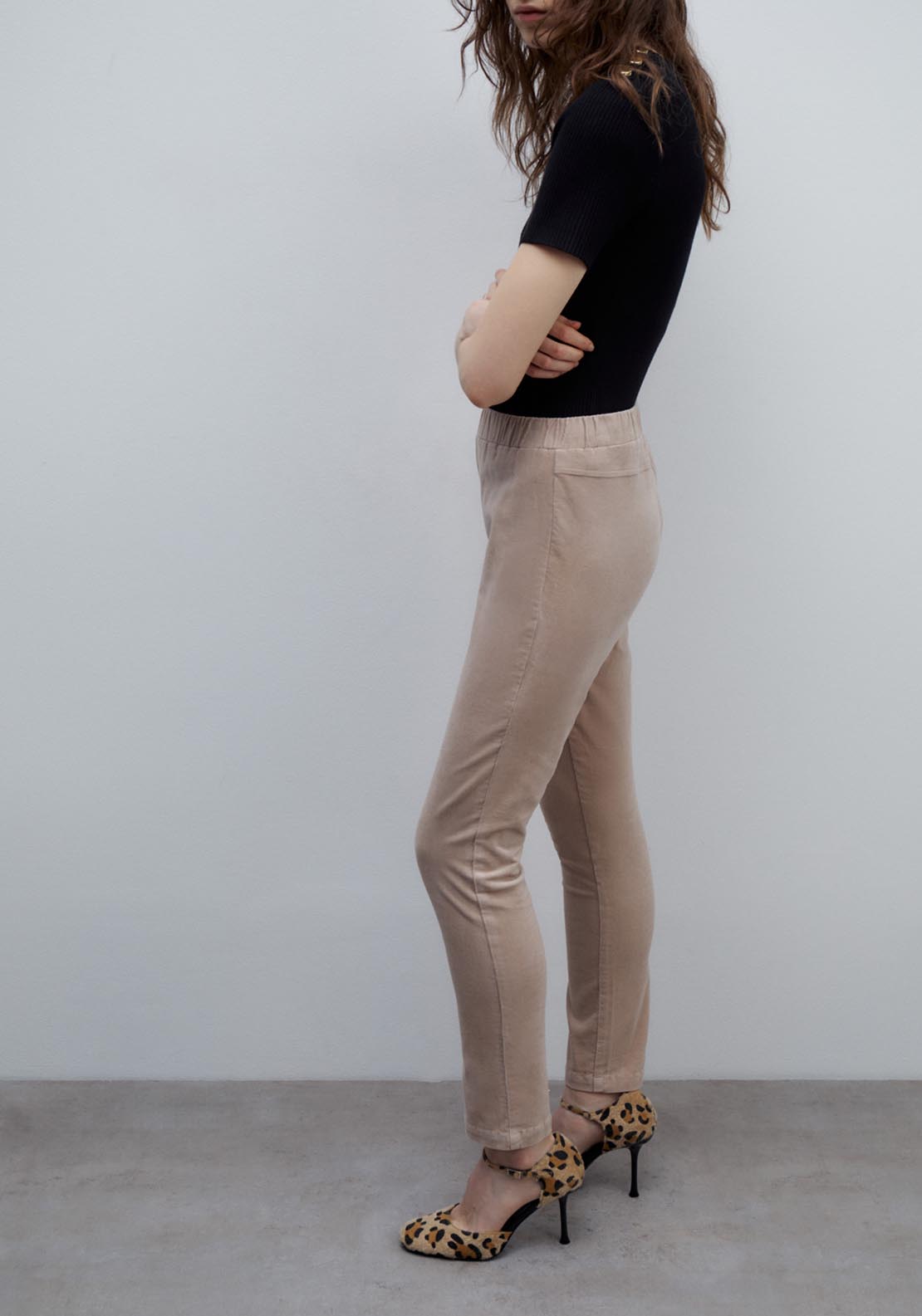 Sfera Micro-corduroy leggings - Ecru 5 Shaws Department Stores