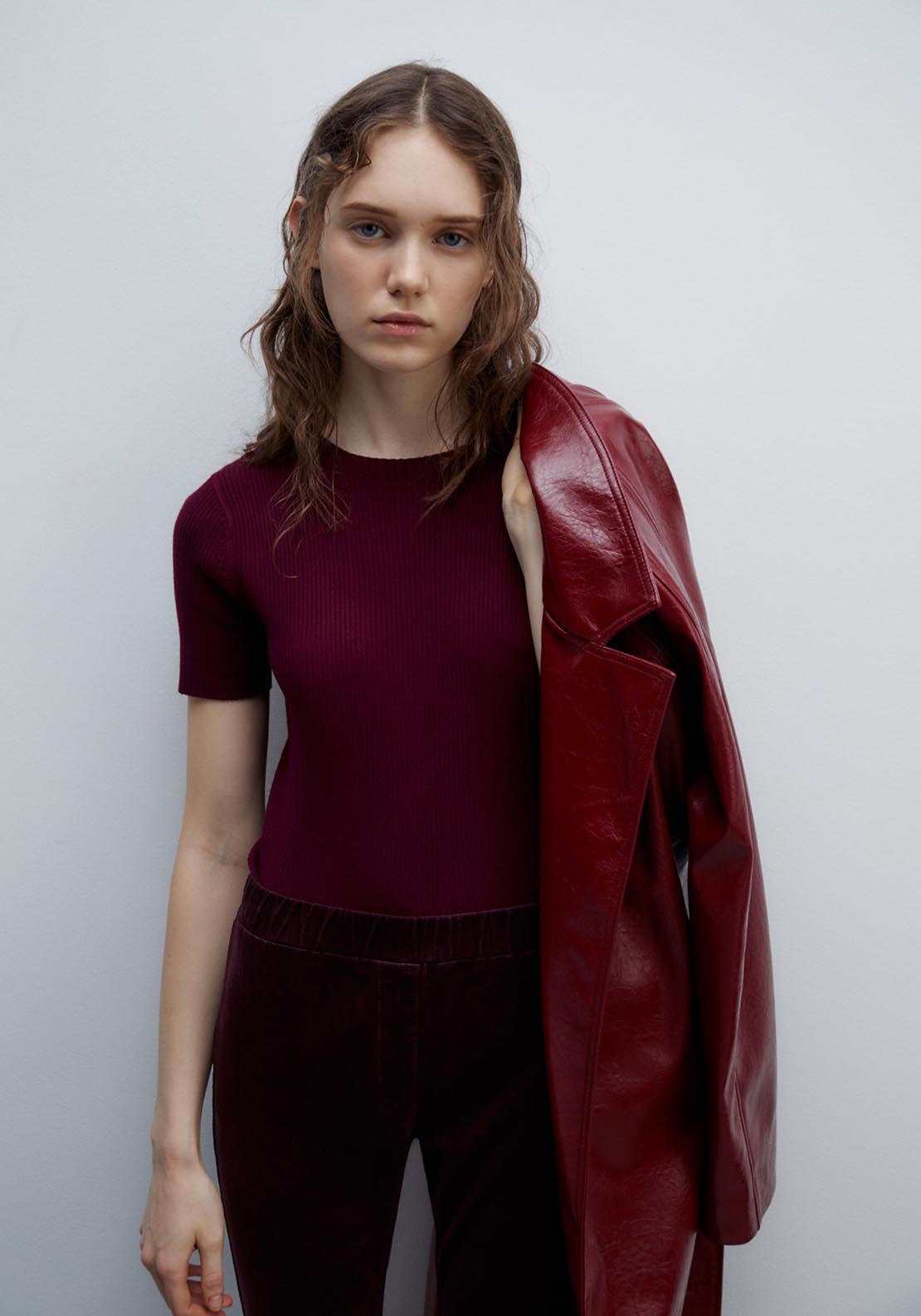 Sfera Micro-corduroy leggings - Dark Burgundy 4 Shaws Department Stores