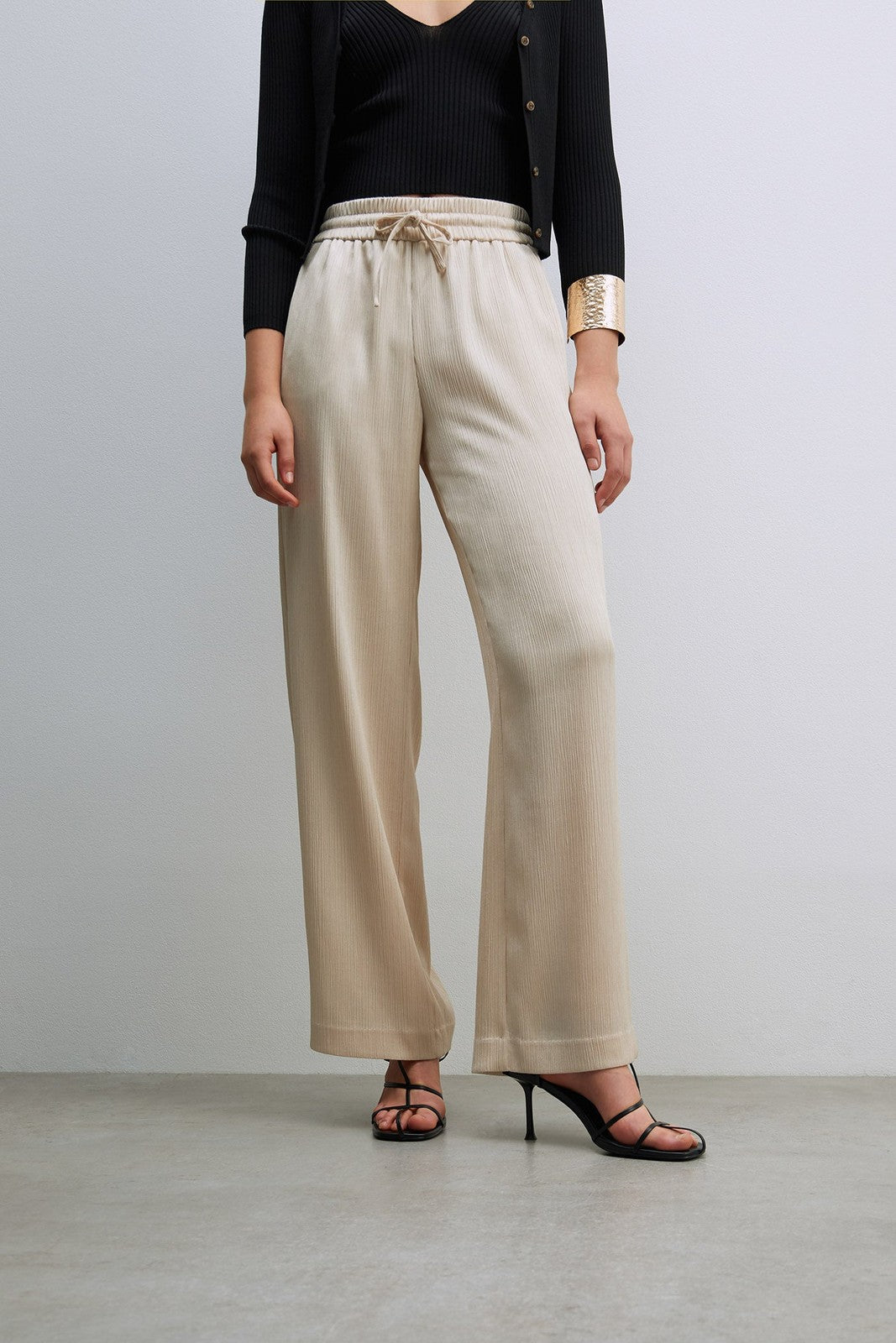 Sfera Fluid Trousers W Elastic Waist - Grey 1 Shaws Department Stores