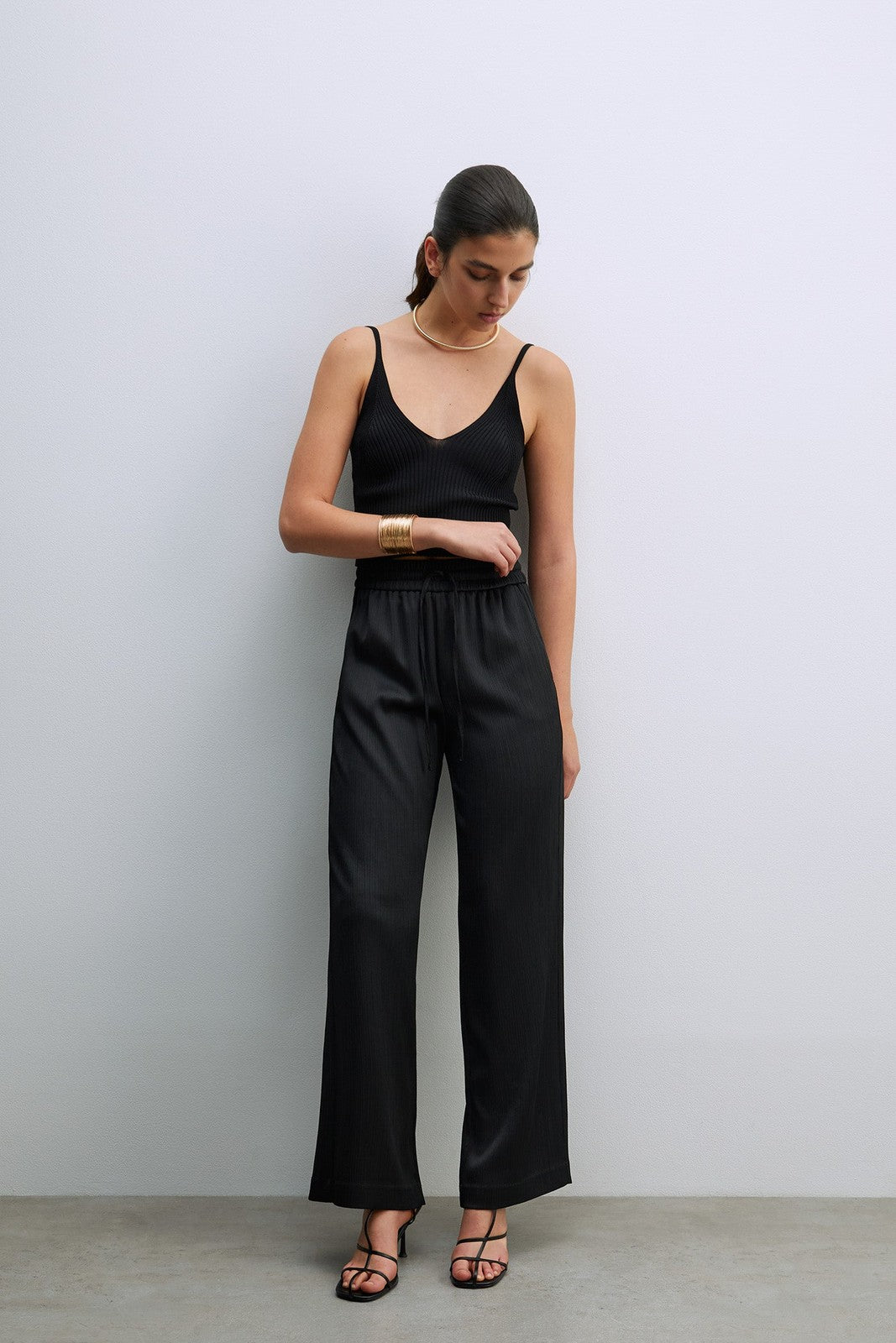 Sfera Fluid Trousers W Elastic Waist - Black 2 Shaws Department Stores