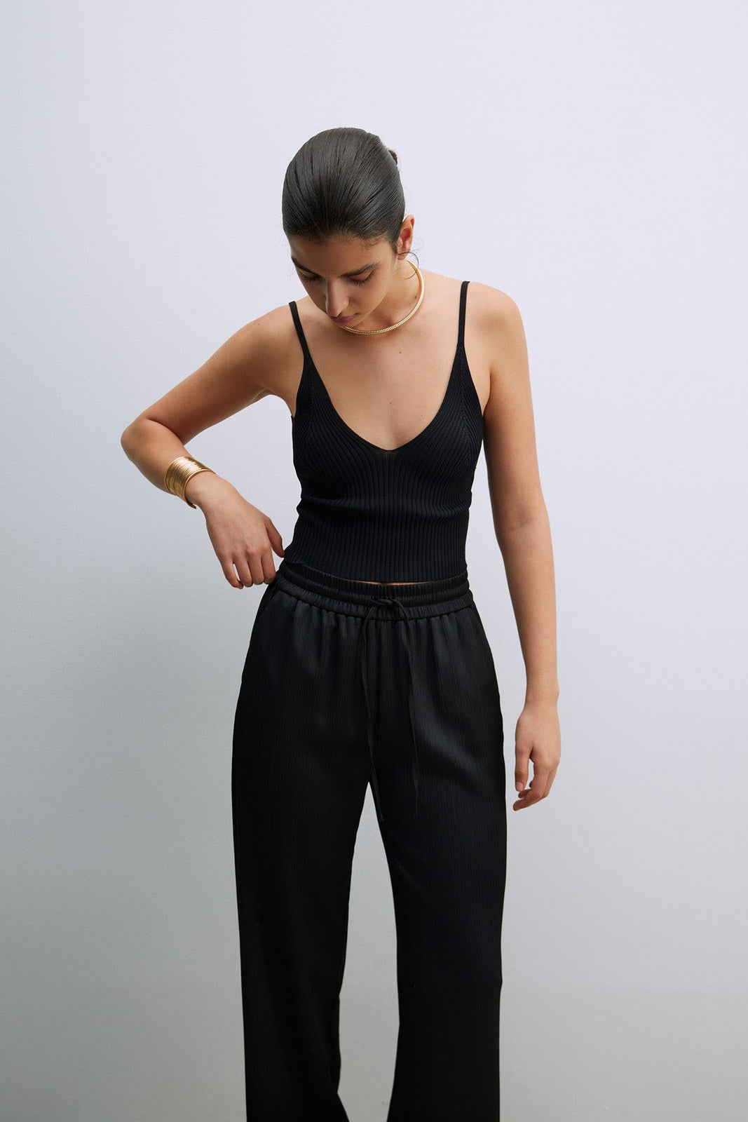 Sfera Fluid Trousers W Elastic Waist - Black 4 Shaws Department Stores
