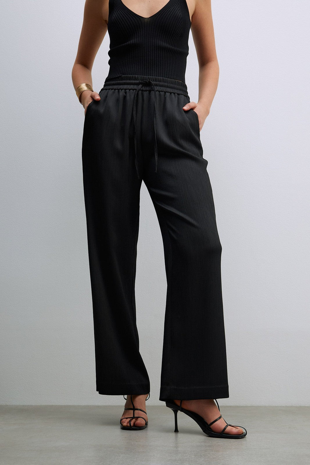 Sfera Fluid Trousers W Elastic Waist - Black 1 Shaws Department Stores