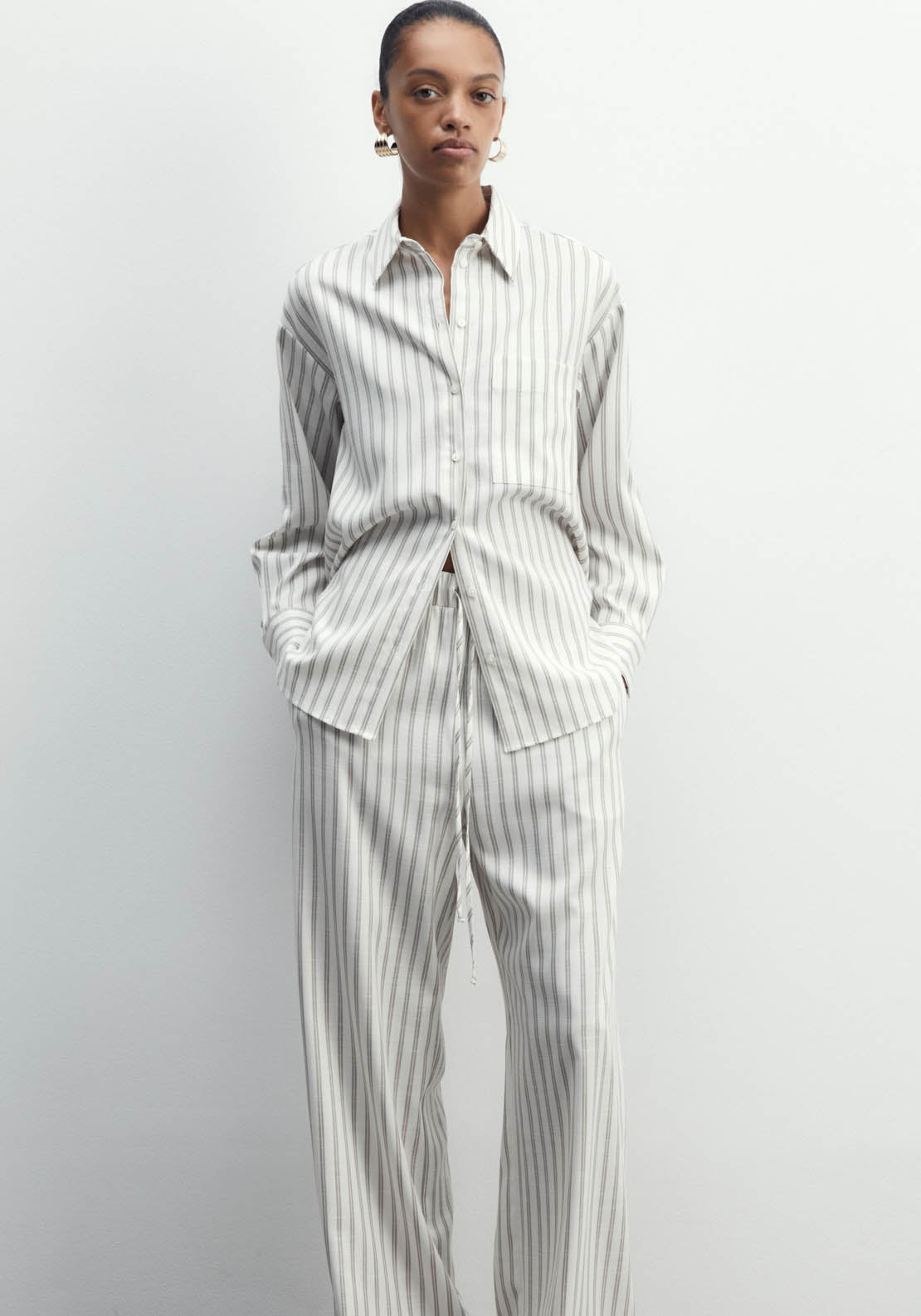 Sfera Striped Trousers - Camel 1 Shaws Department Stores