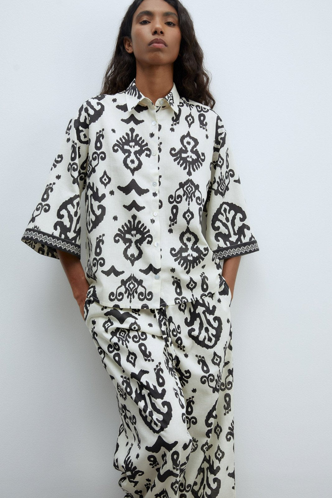 Sfera Printed trousers - Print Black 3 Shaws Department Stores