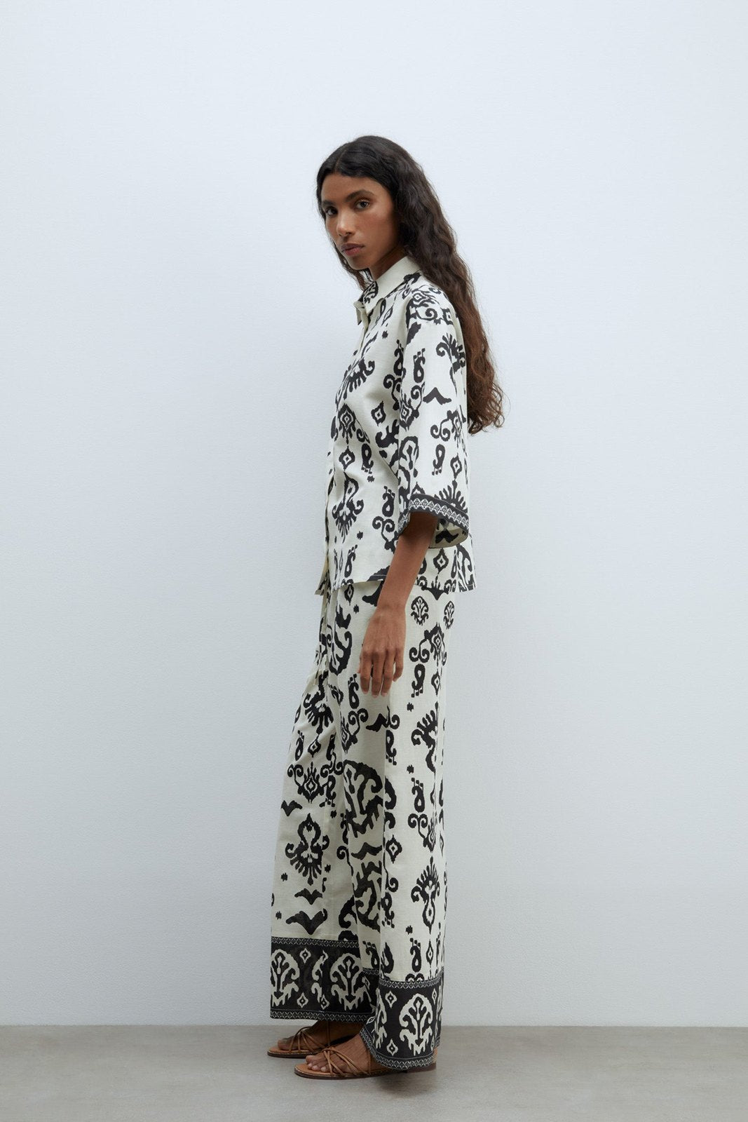 Sfera Printed trousers - Print Black 6 Shaws Department Stores