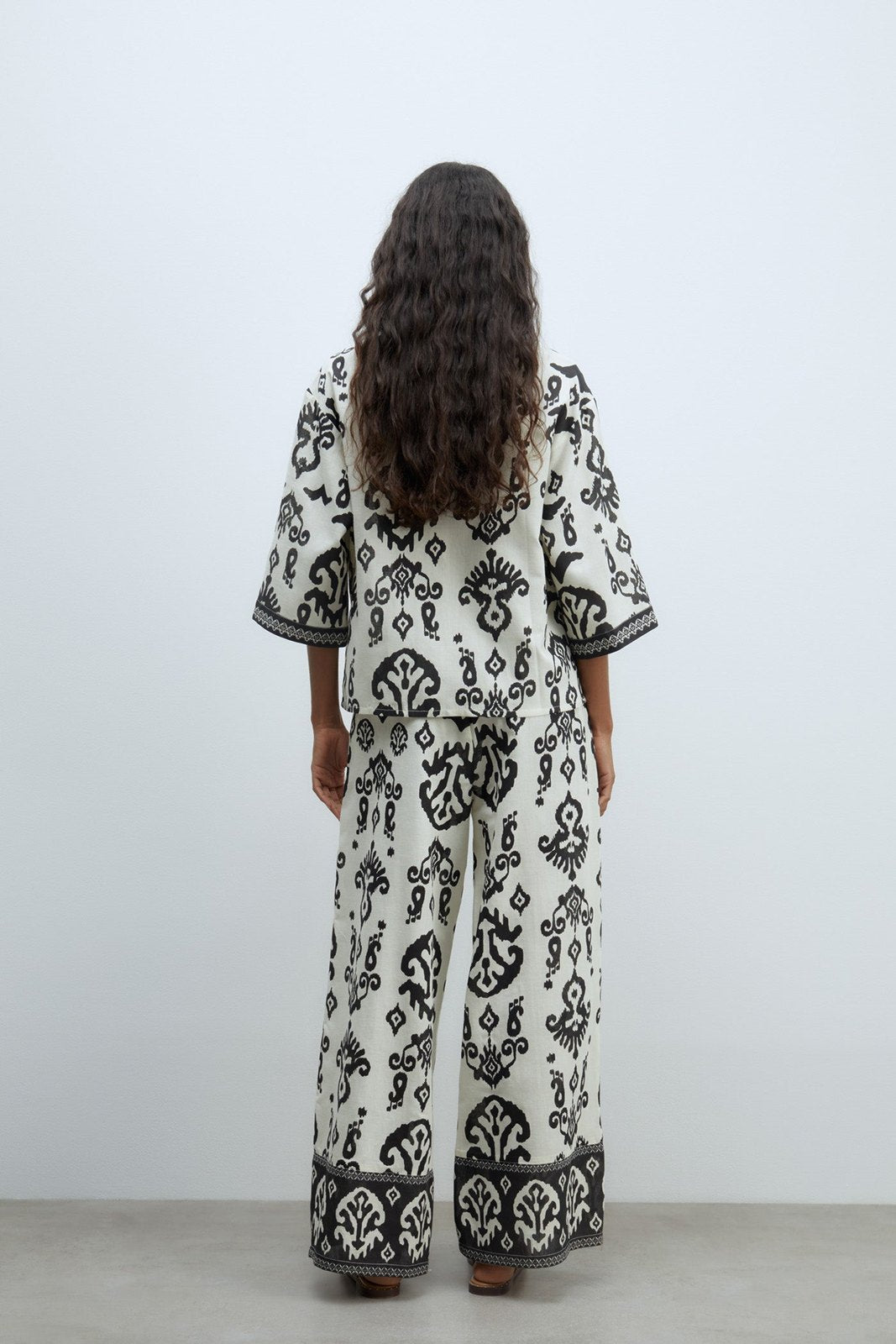 Sfera Printed trousers - Print Black 1 Shaws Department Stores