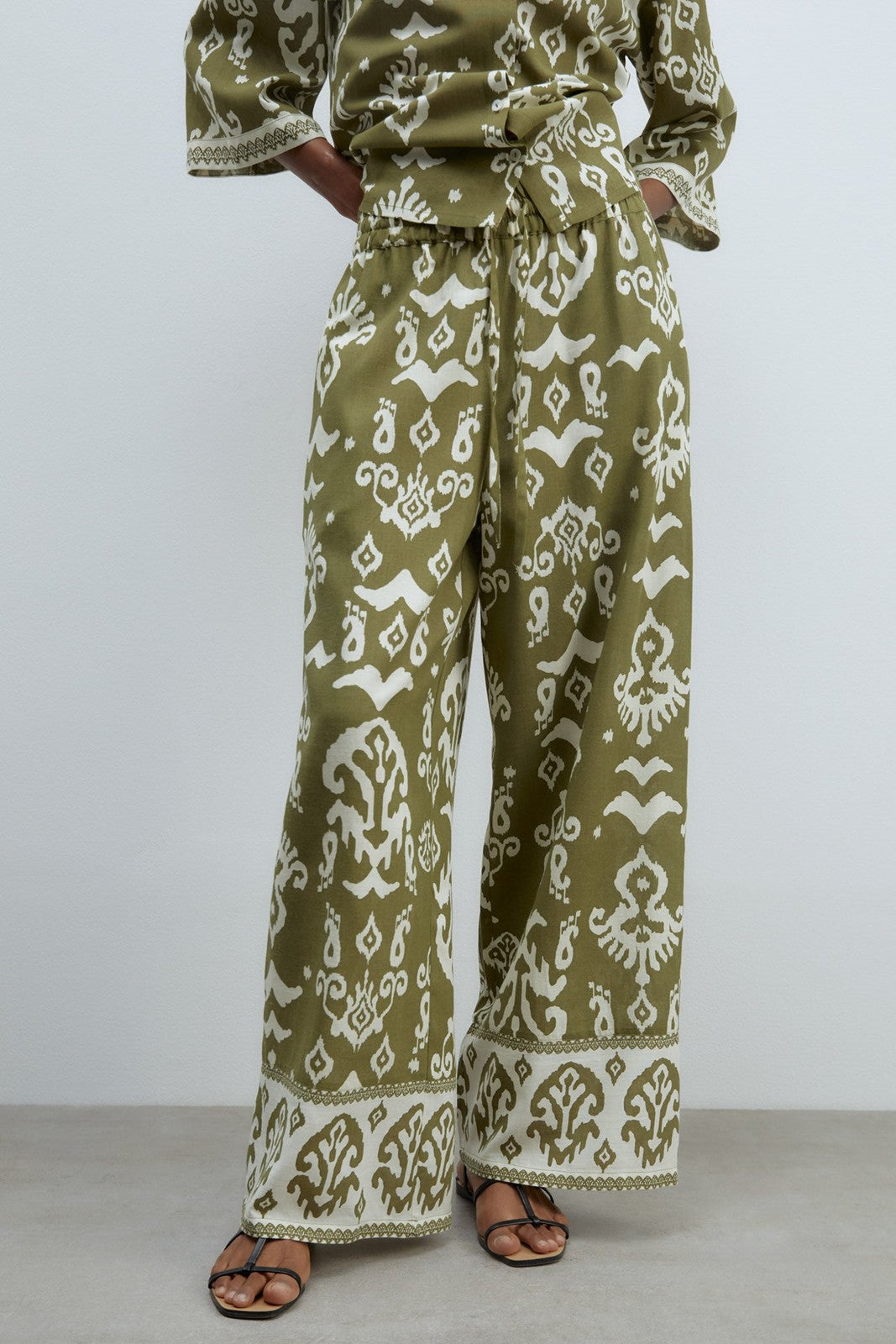 Sfera Printed trousers - Print Khaki 2 Shaws Department Stores
