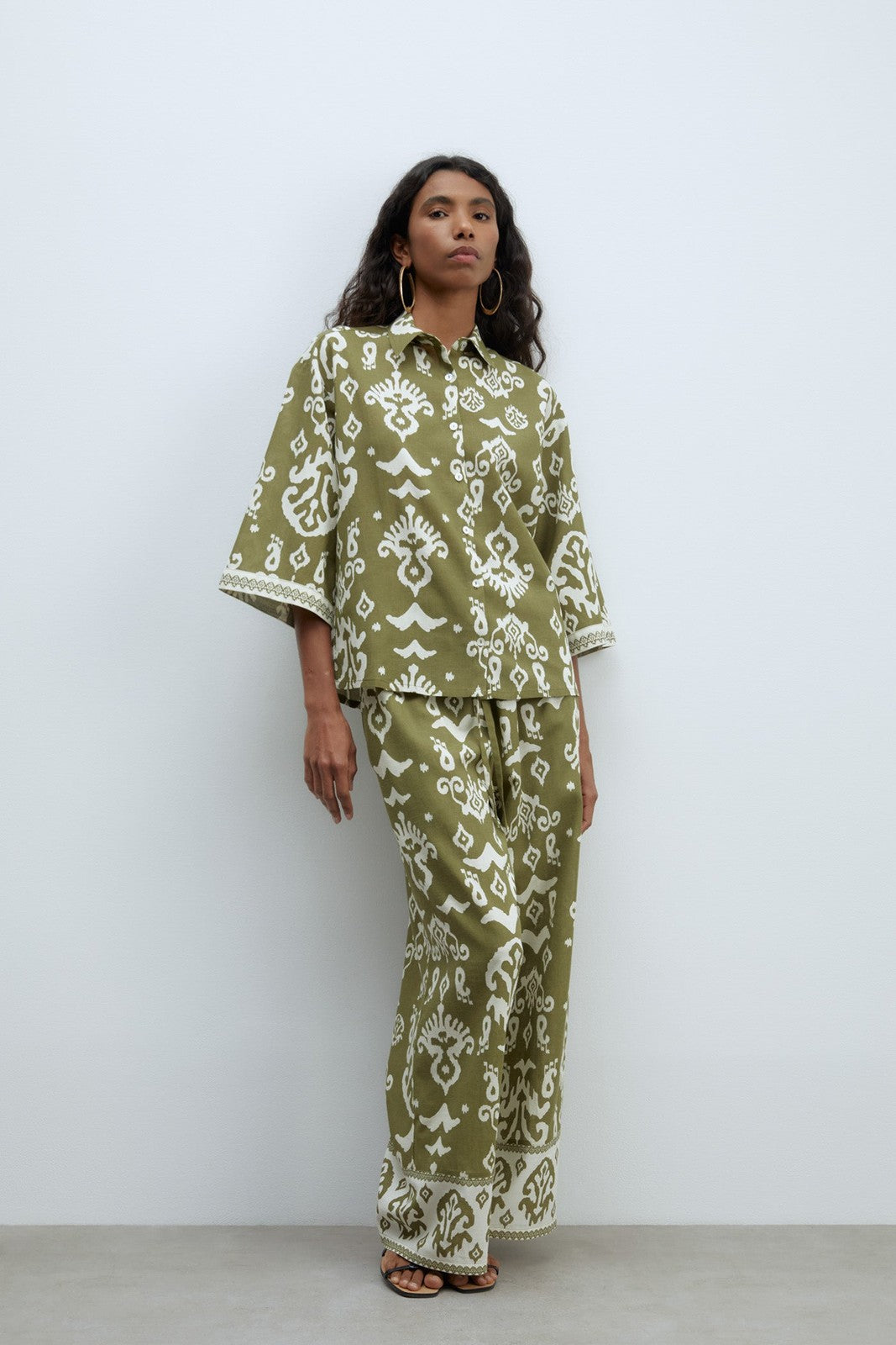Sfera Printed trousers - Print Khaki 4 Shaws Department Stores
