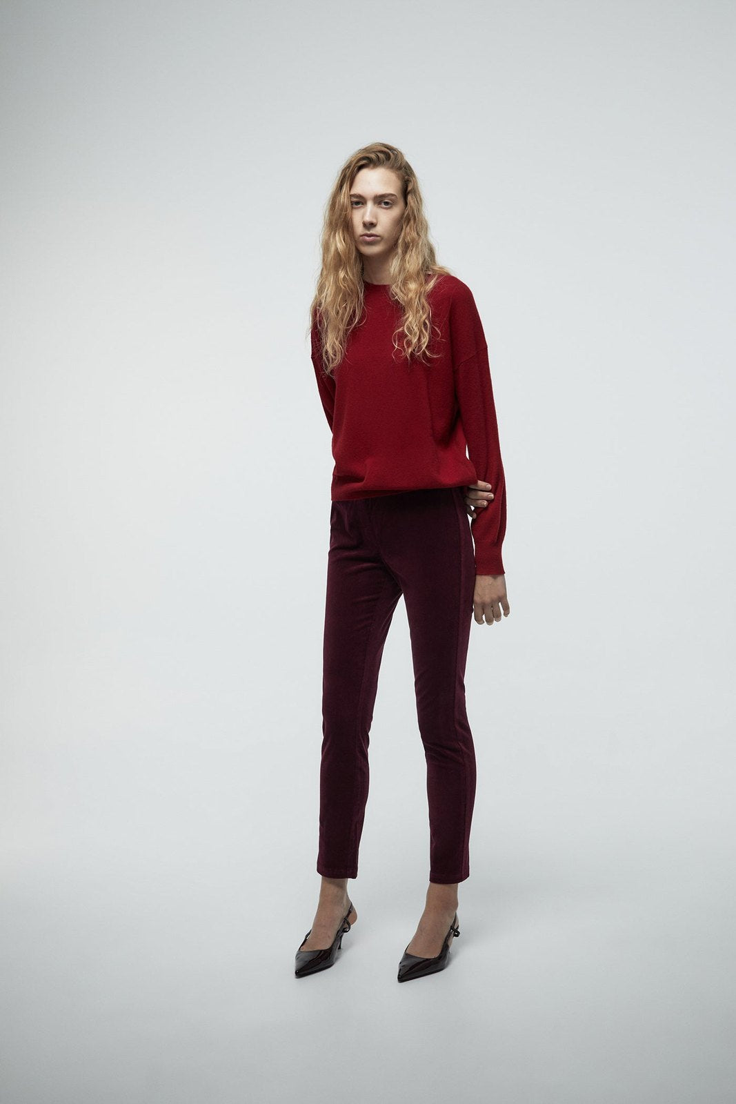 Micro Corduroy Leggings - Red