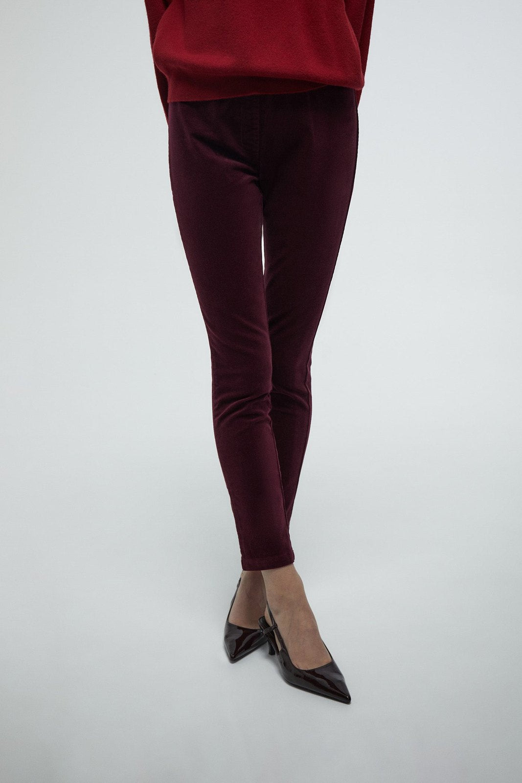 Micro Corduroy Leggings - Red