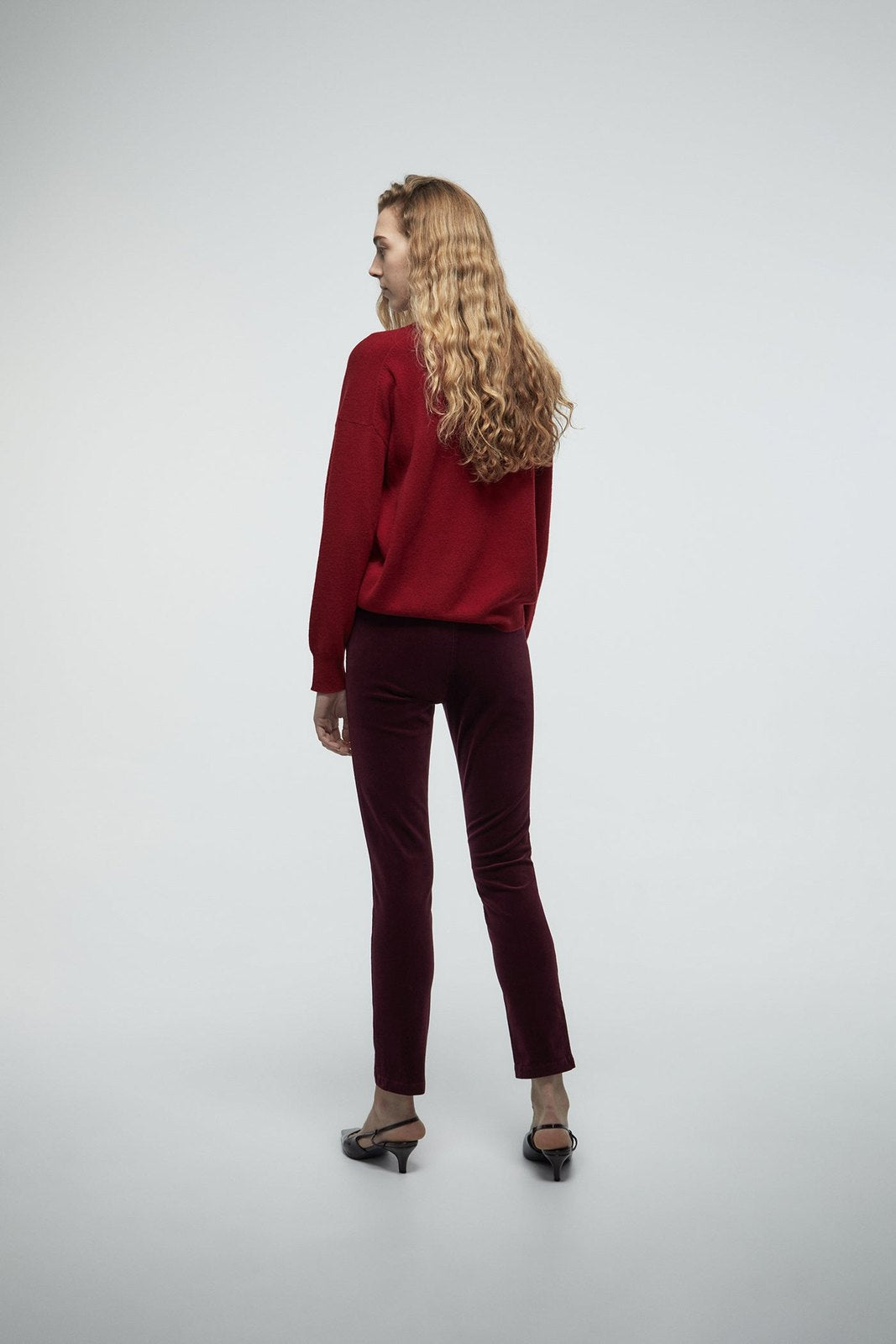 Micro Corduroy Leggings - Red