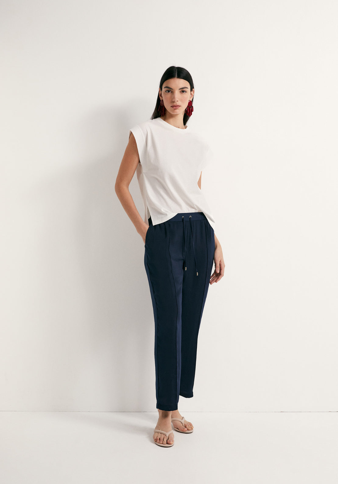 Elastic Loose Fit Trousers - Blue