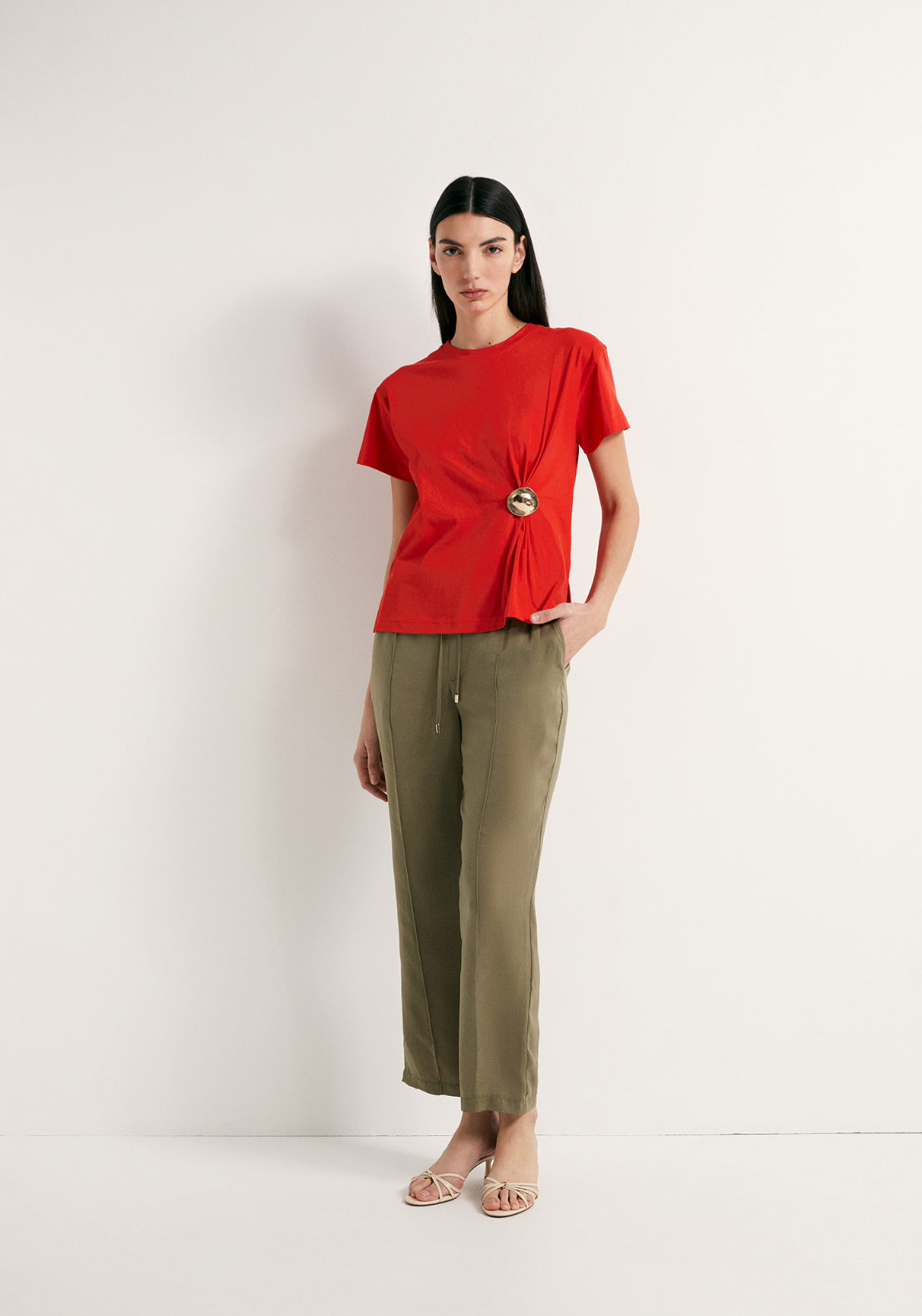 Plain Loose Fit Trousers - Green