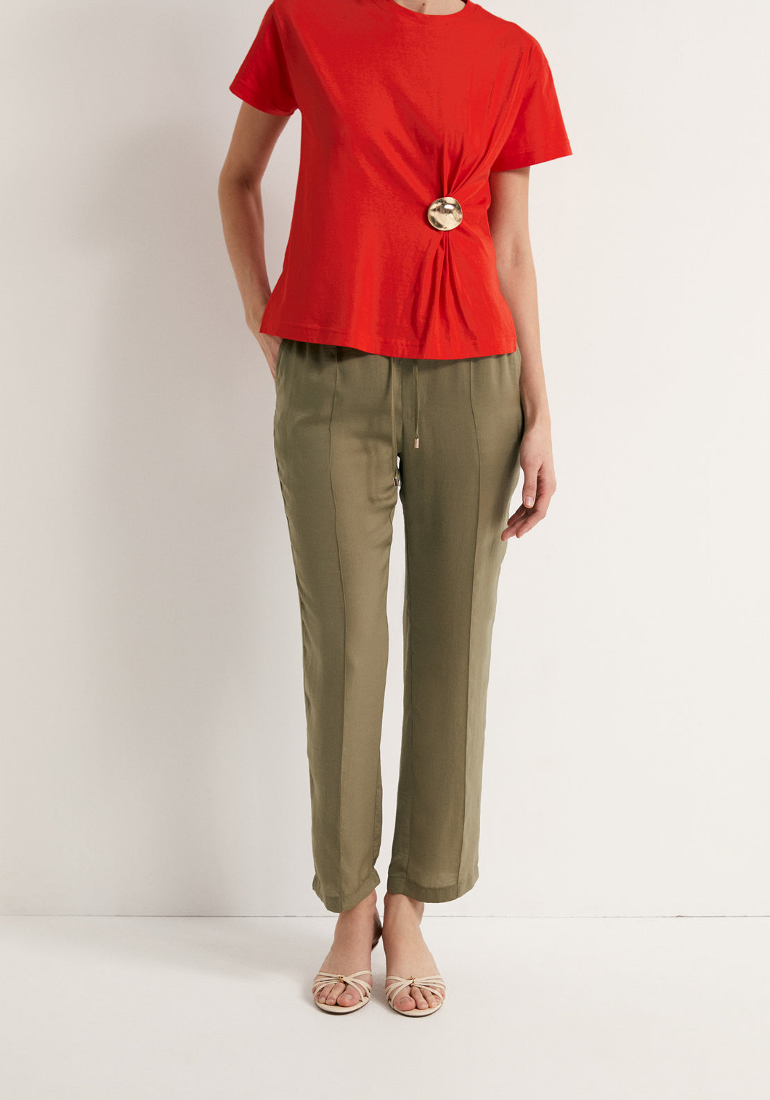 Plain Loose Fit Trousers - Green