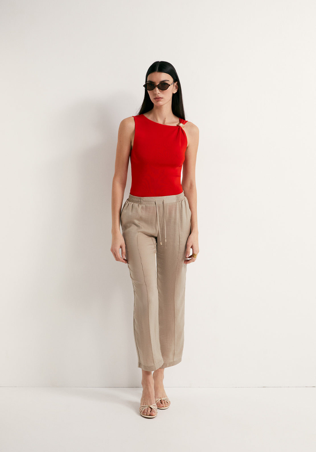 Elastic Loose Fit Trousers - Grey