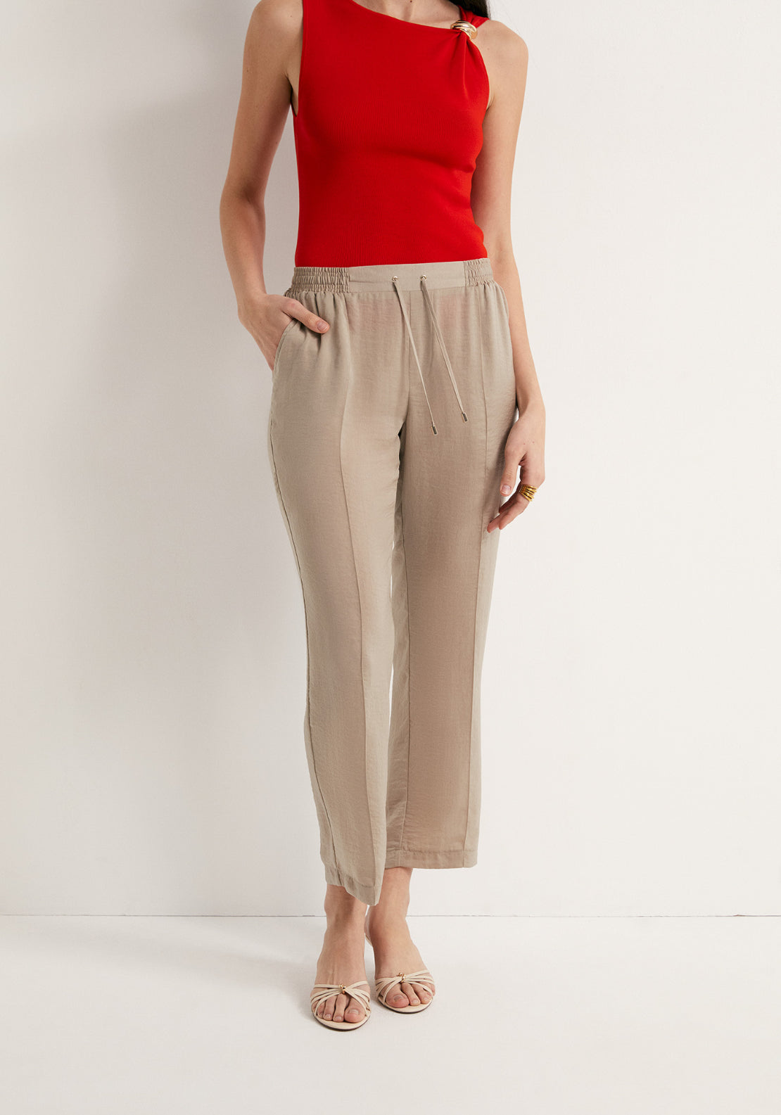 Elastic Loose Fit Trousers - Grey