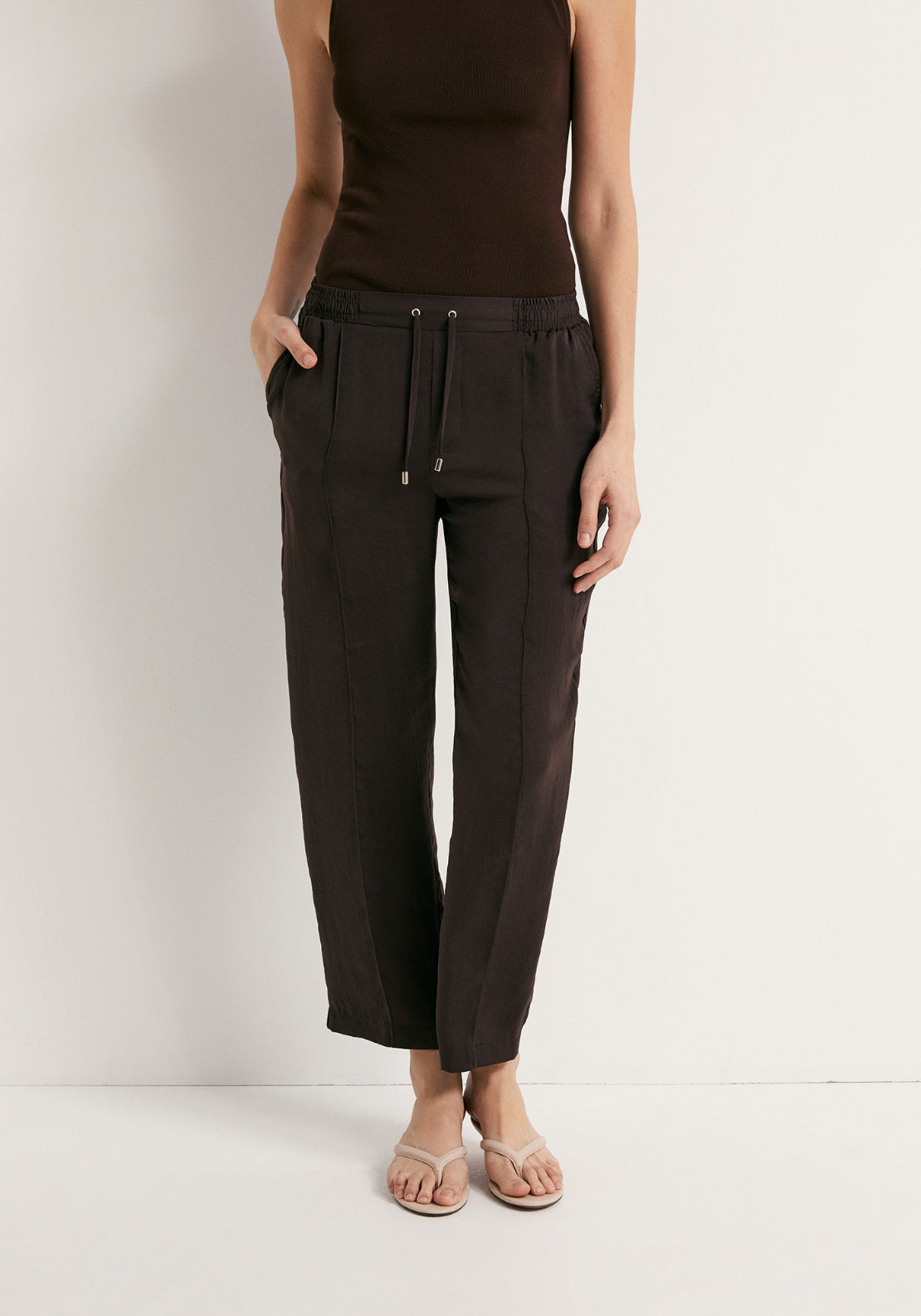 Plain Loose Fit Trousers - Brown