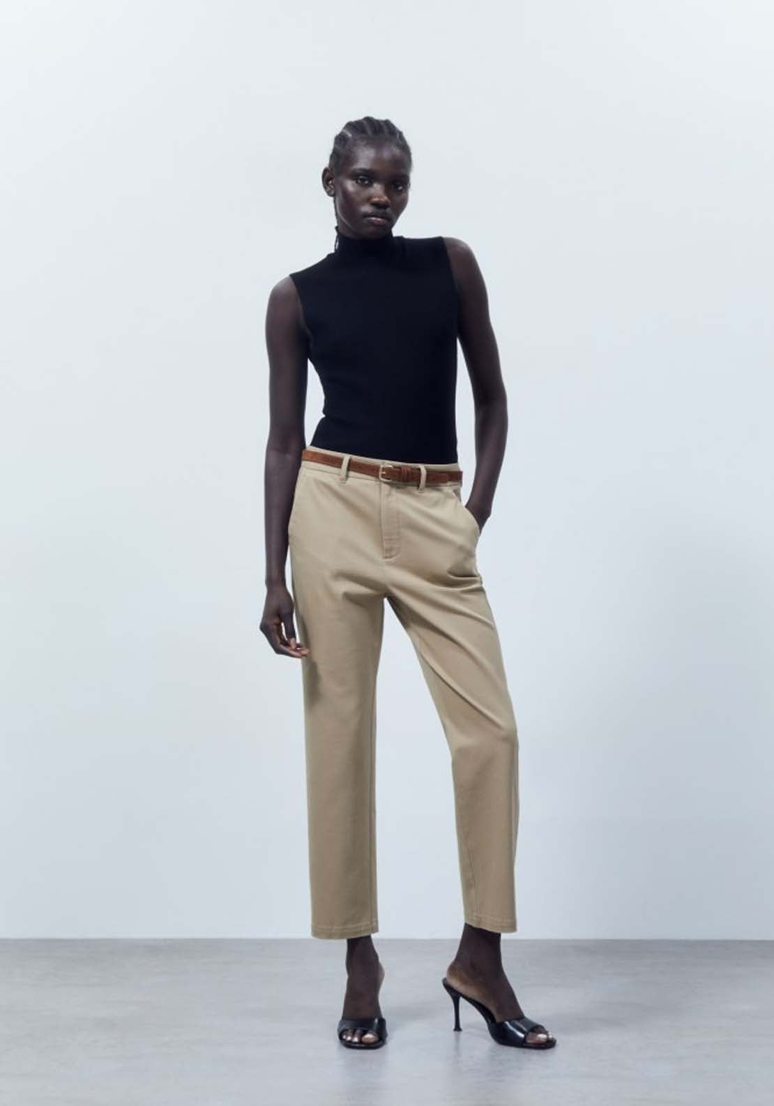 Sfera Belted chino trousers - Camel 3 Shaws Department Stores