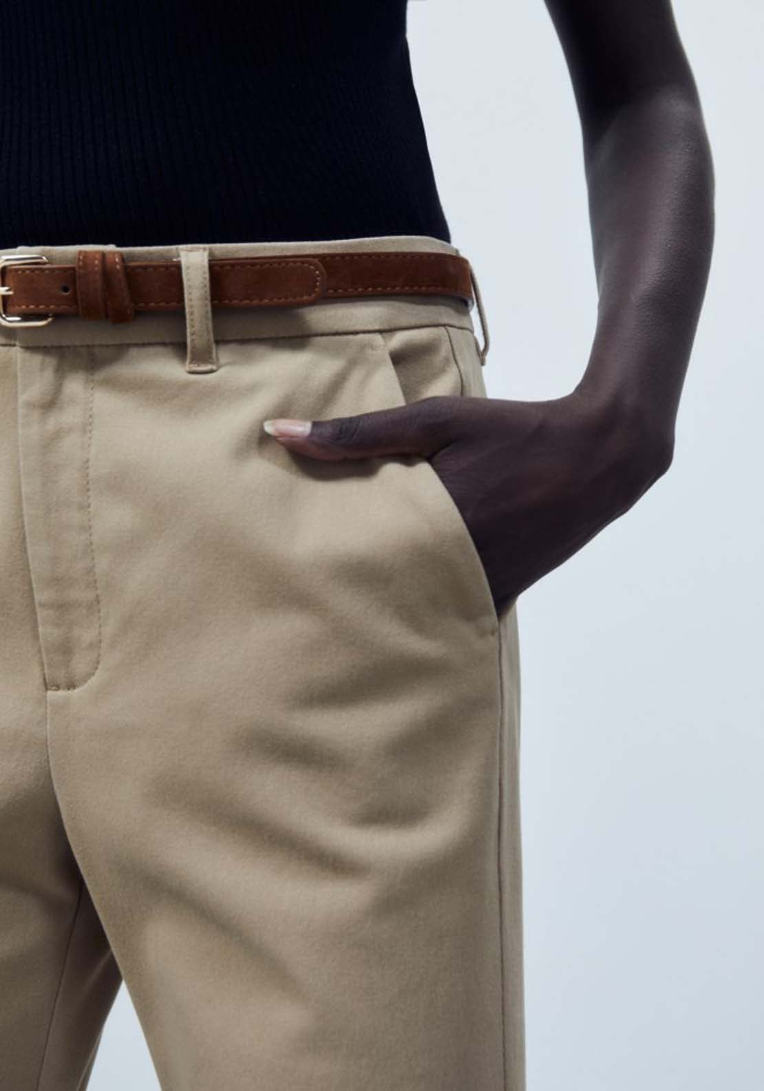 Sfera Belted chino trousers - Camel 2 Shaws Department Stores
