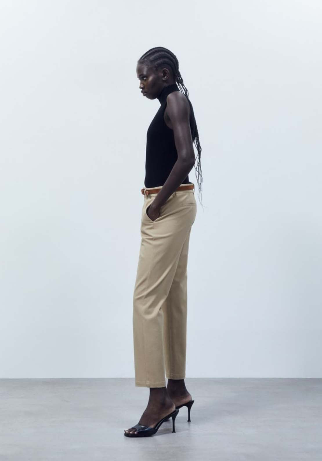Sfera Belted chino trousers - Camel 4 Shaws Department Stores