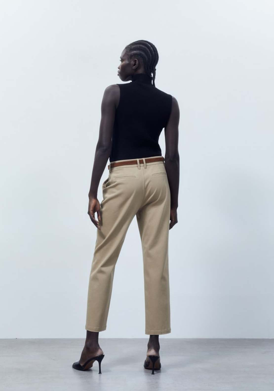 Sfera Belted chino trousers - Camel 5 Shaws Department Stores