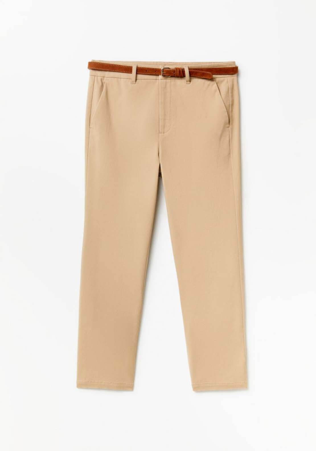Sfera Belted chino trousers - Camel 6 Shaws Department Stores