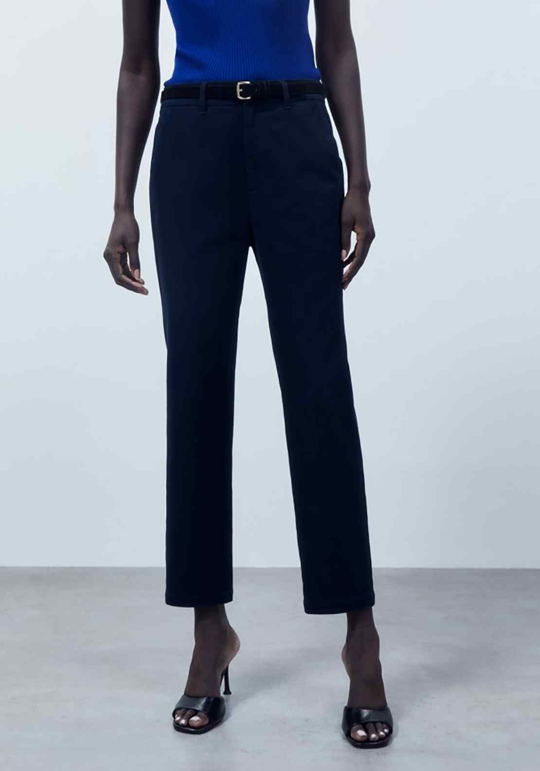 Sfera Belted Chino Trousers - Navy 1 Shaws Department Stores