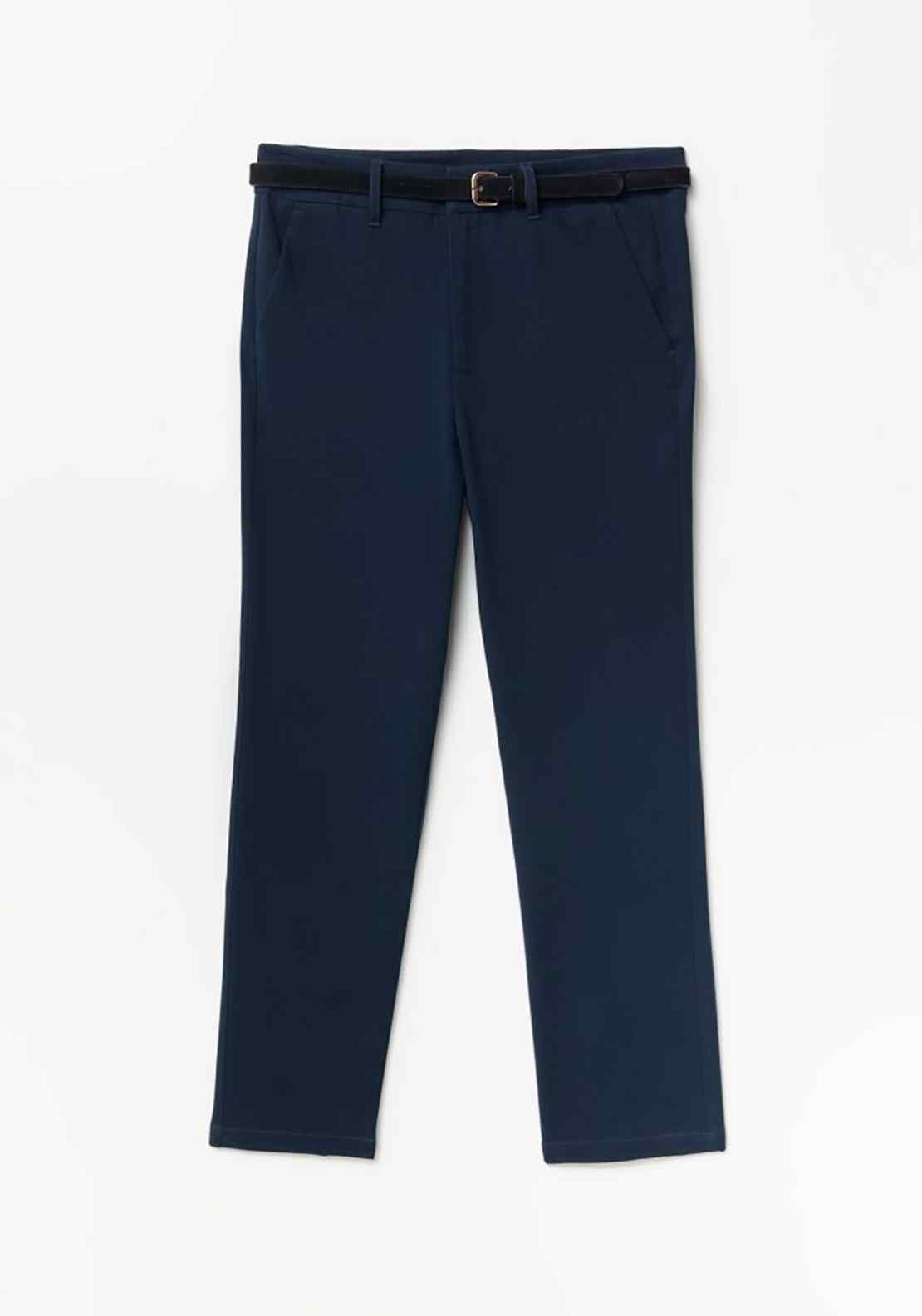 Sfera Belted Chino Trousers - Navy 6 Shaws Department Stores