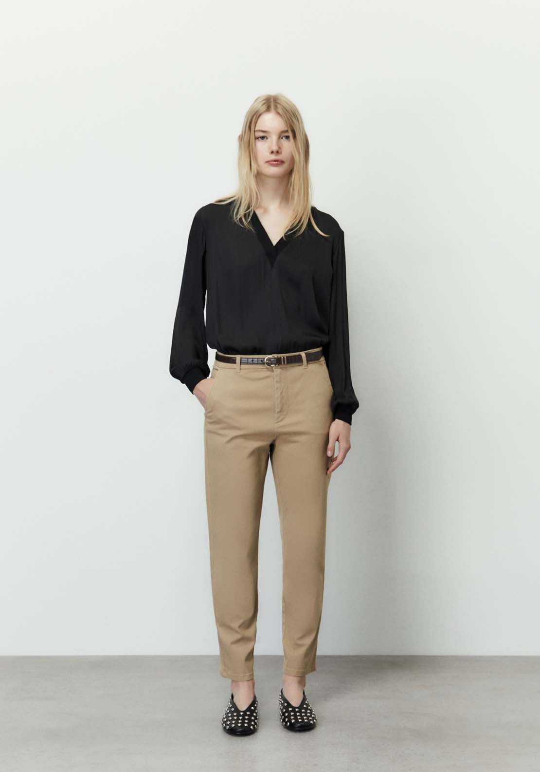 Sfera Belted chino trousers - Camel 2 Shaws Department Stores