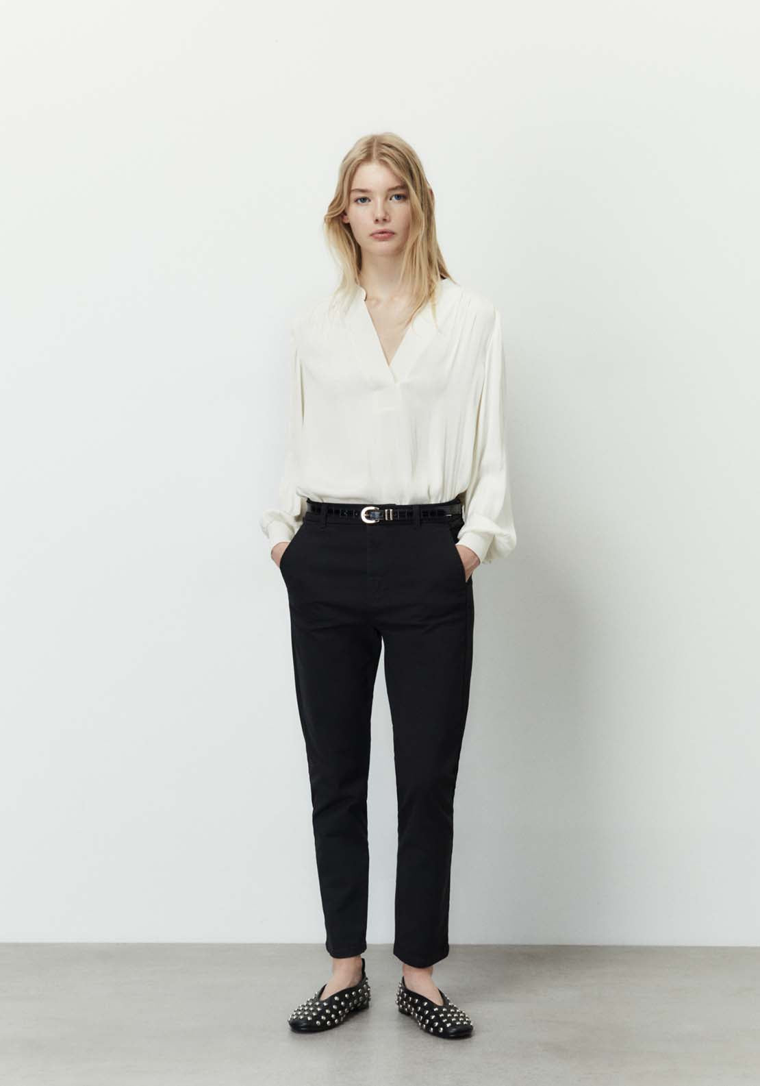 Sfera Belted chino trousers - Black 2 Shaws Department Stores