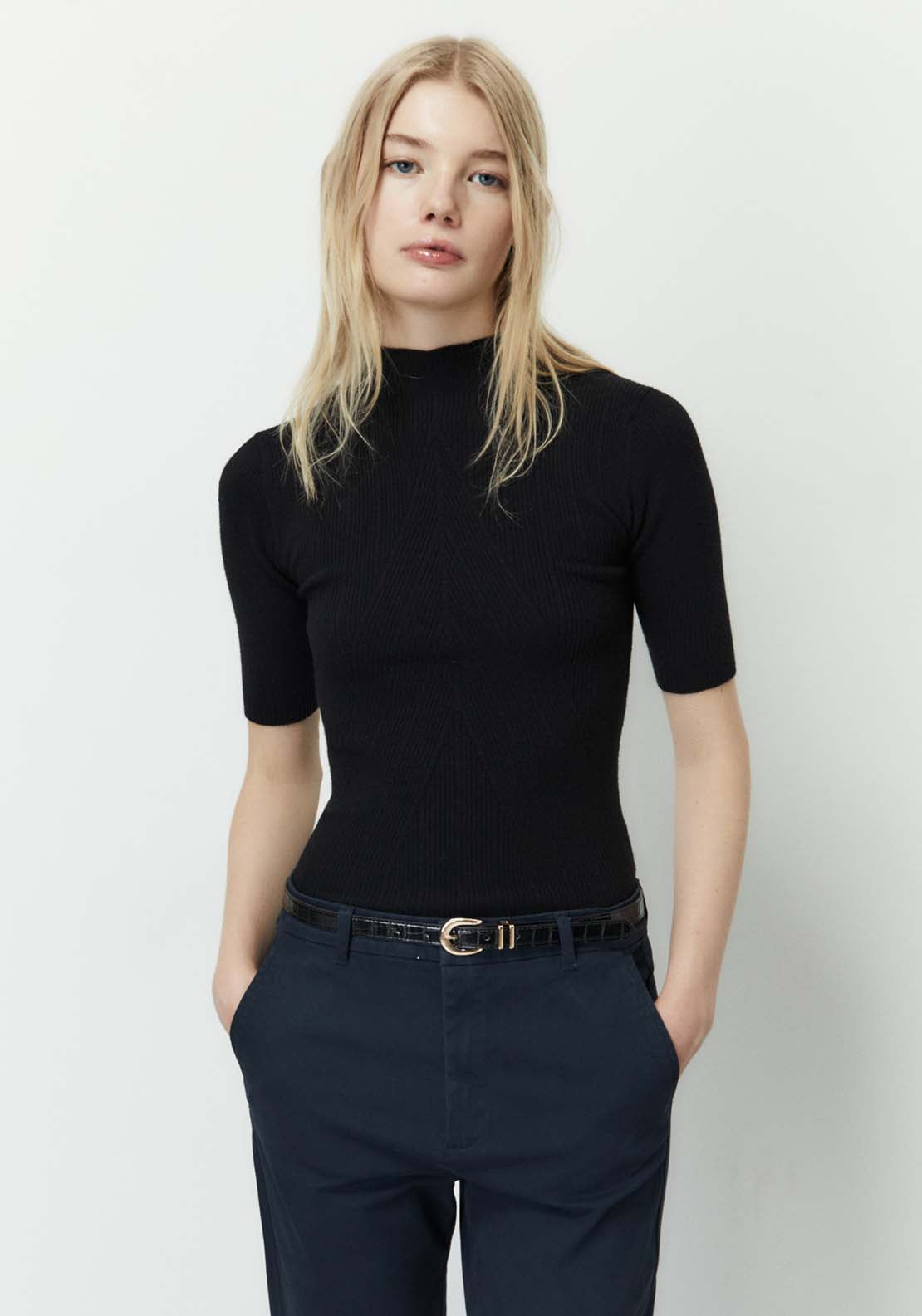 Sfera Belted chino trousers - Navy 5 Shaws Department Stores