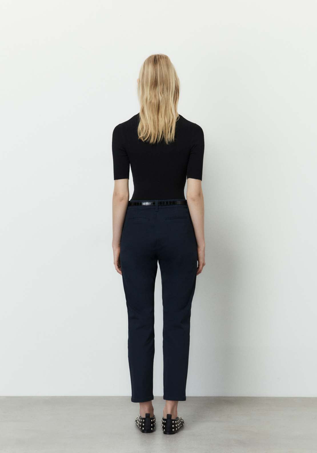 Sfera Belted chino trousers - Navy 3 Shaws Department Stores