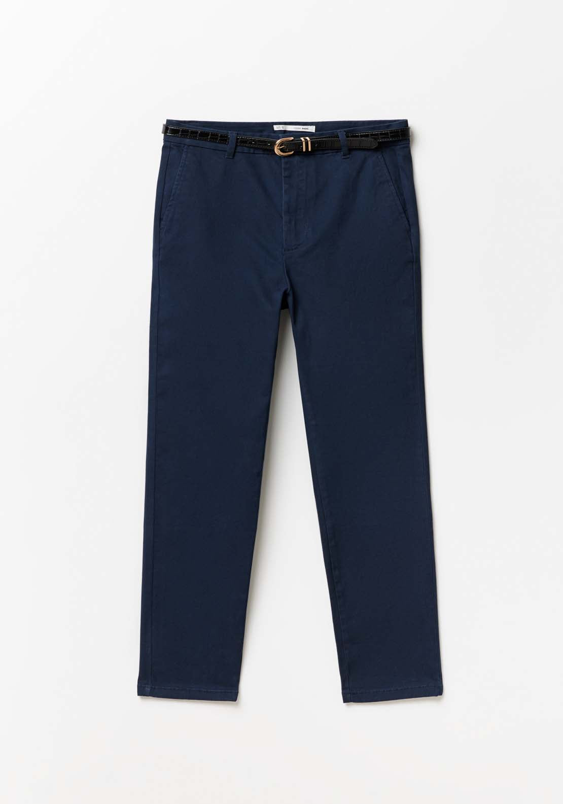 Sfera Belted chino trousers - Navy 6 Shaws Department Stores